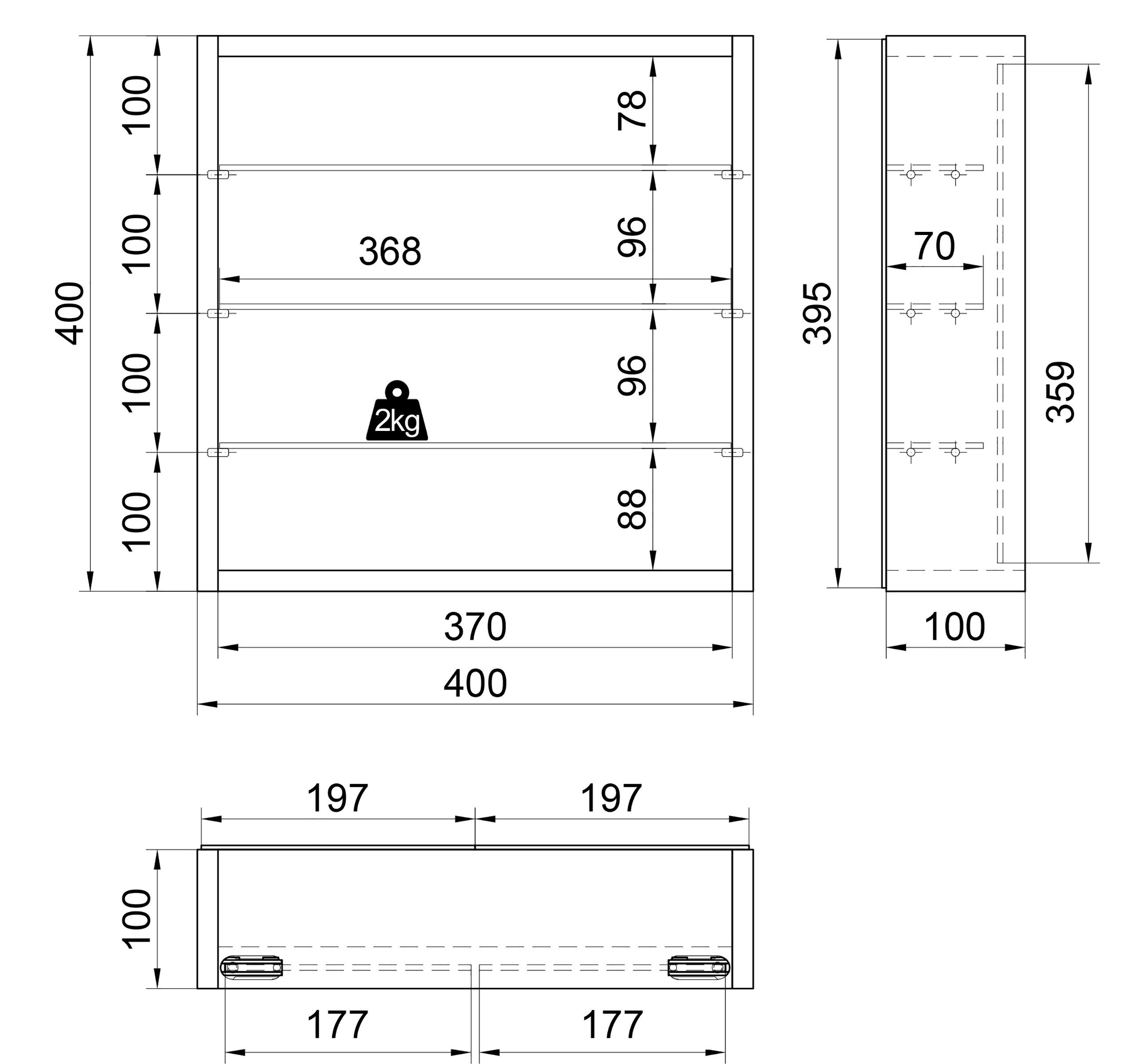 VCM Hängevitrine Mandosa B. 40 x T. 10 x H. 40 cm Präsentation und Aufbewahrung von Sammlerstücken, Wohnzimmer oder Büro – Bild 5 von 5
