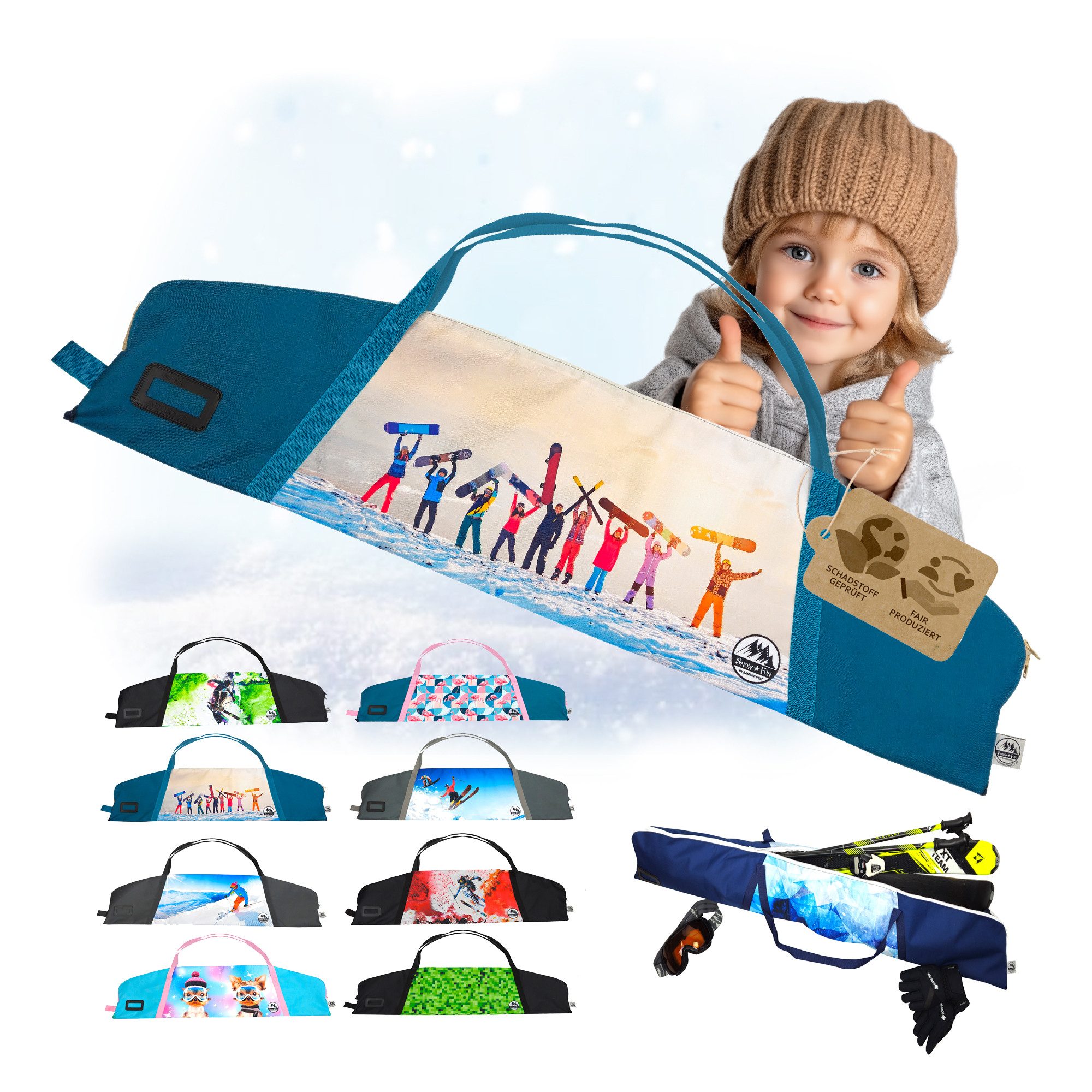 Skitasche Skitasche für Kinder Skisack für Ski und Skistöcke Skibag Skicover