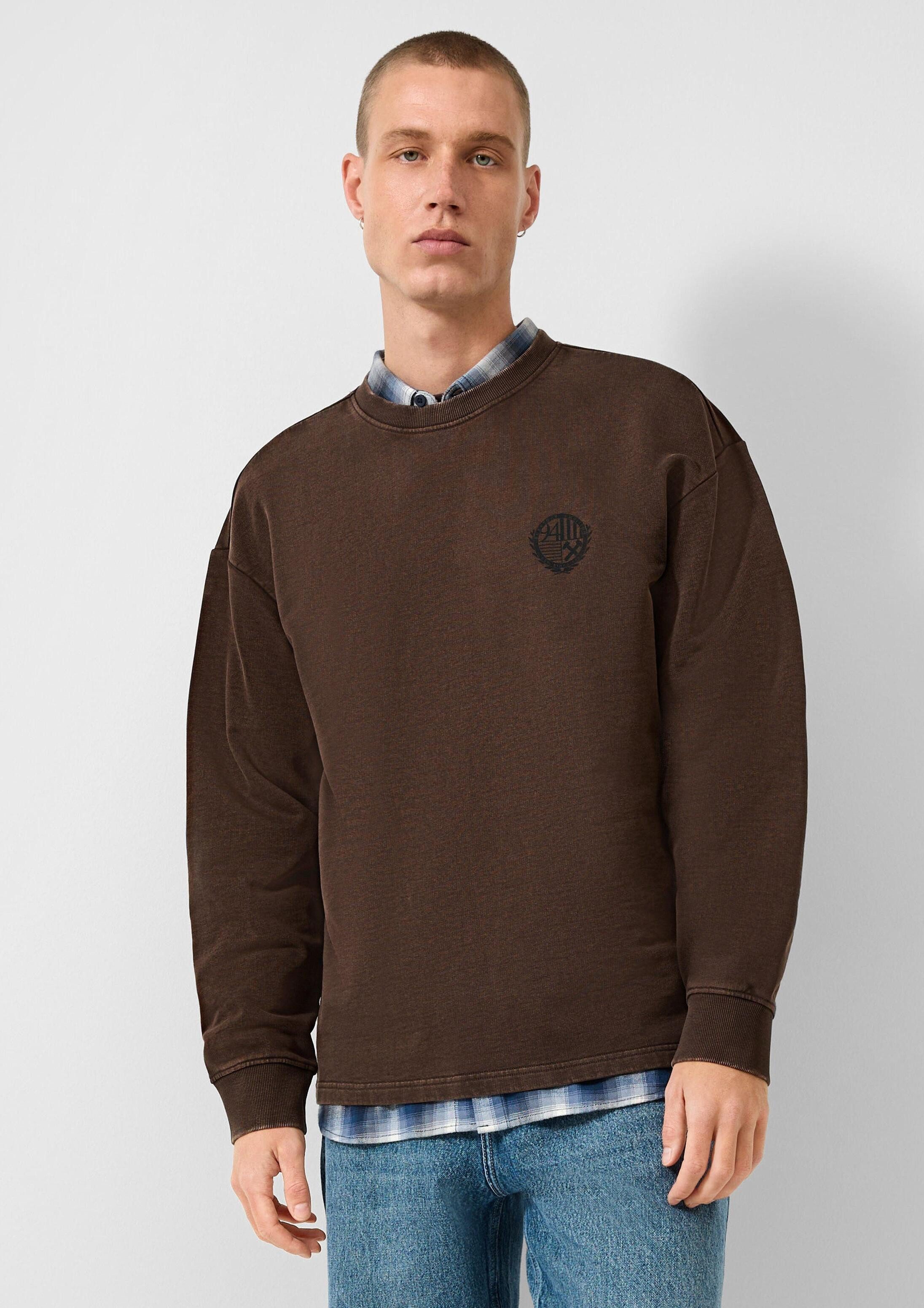 QS Sweatshirt Sweatshirt Gewaschenes Sweatshirt mit Frontprint