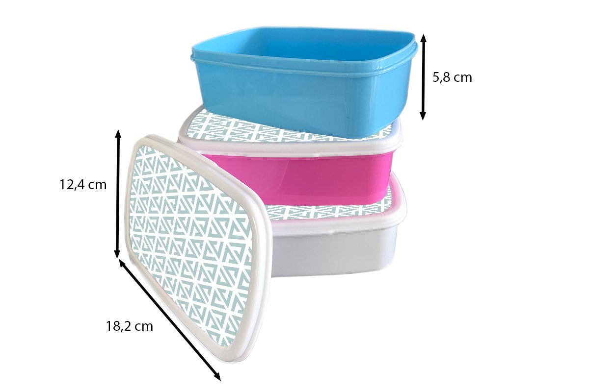 MuchoWow Lunchbox Design - Geometrie rosa Erwachsene, Snackbox, Kunststoff für Kunststoff, Brotdose - Brotbox - (2-tlg), Dreieck, Kinder, Muster Mädchen
