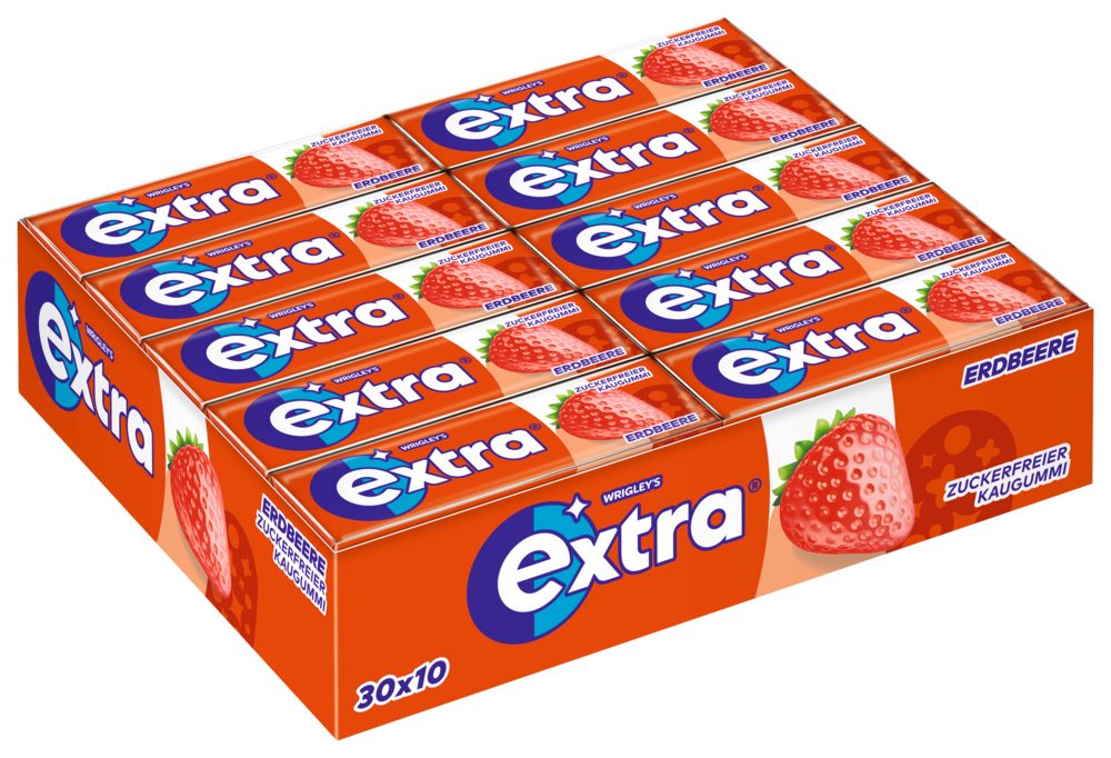 EXTRA Süßigkeit EXTRA Kaugummi Erdbeere 30 Packungen á 10 Dragees