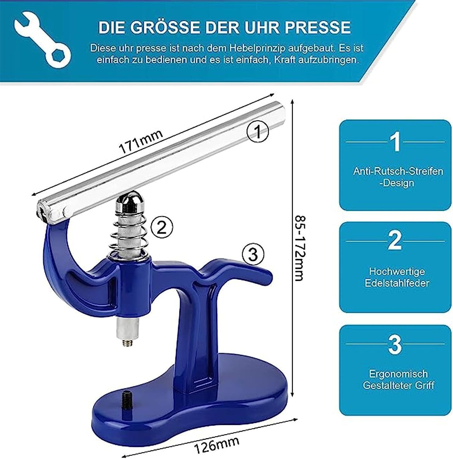 Youyijia Montagewerkzeug Uhr Presse 13-teilig Uhren Einpresswerkzeug Uhrendeckelpresse, (13-tlg)