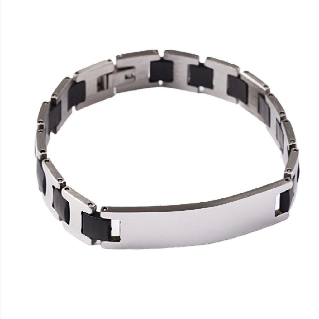 Edelstahlarmband Urban Steel ID Edelstahl-Armband mit schwarzer Einlage u. Gravurplatte