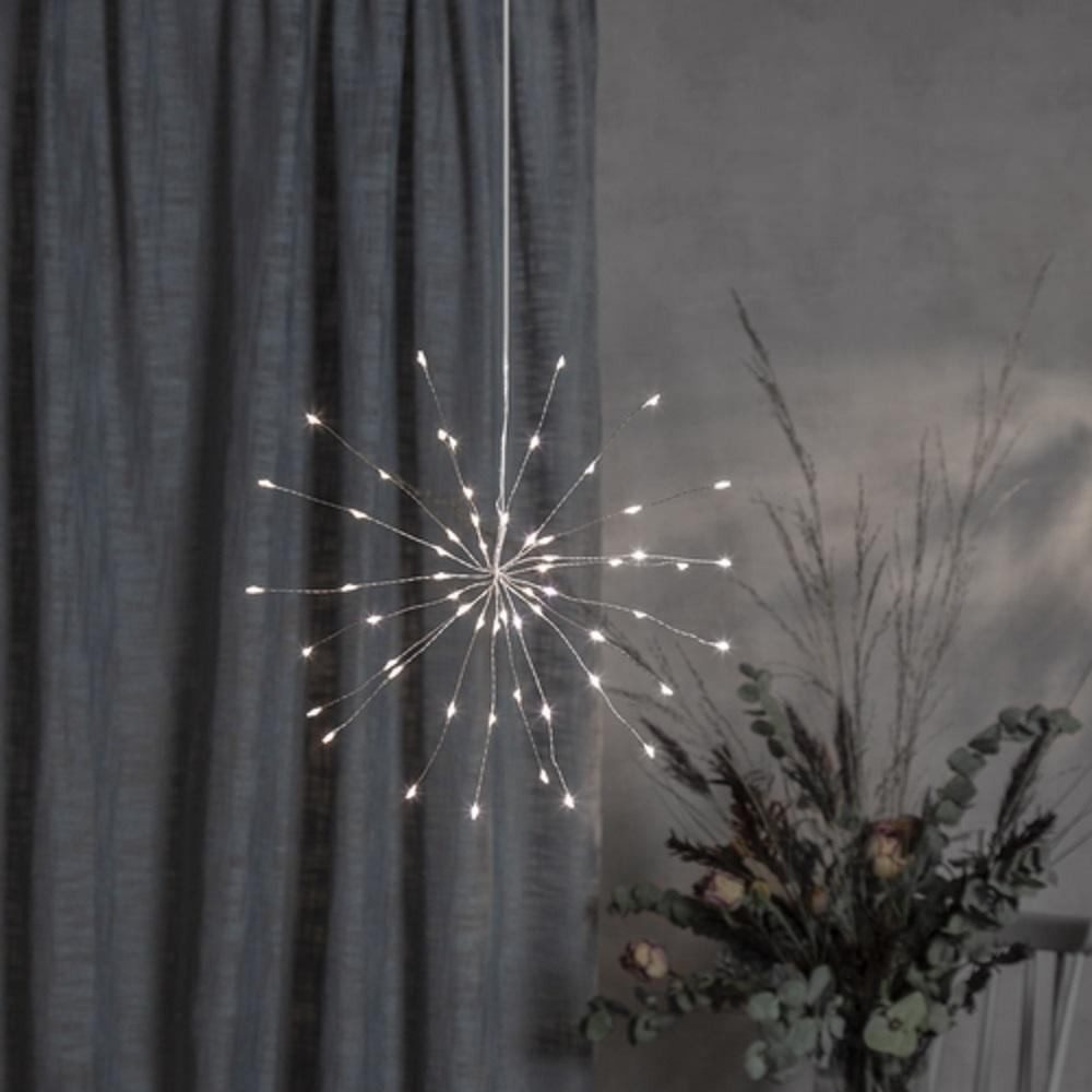 STAR TRADING LED Solarleuchte 710-17 LED-Hänger "FIREWORK" silber 60er weiß 26x26cm innen Batterie