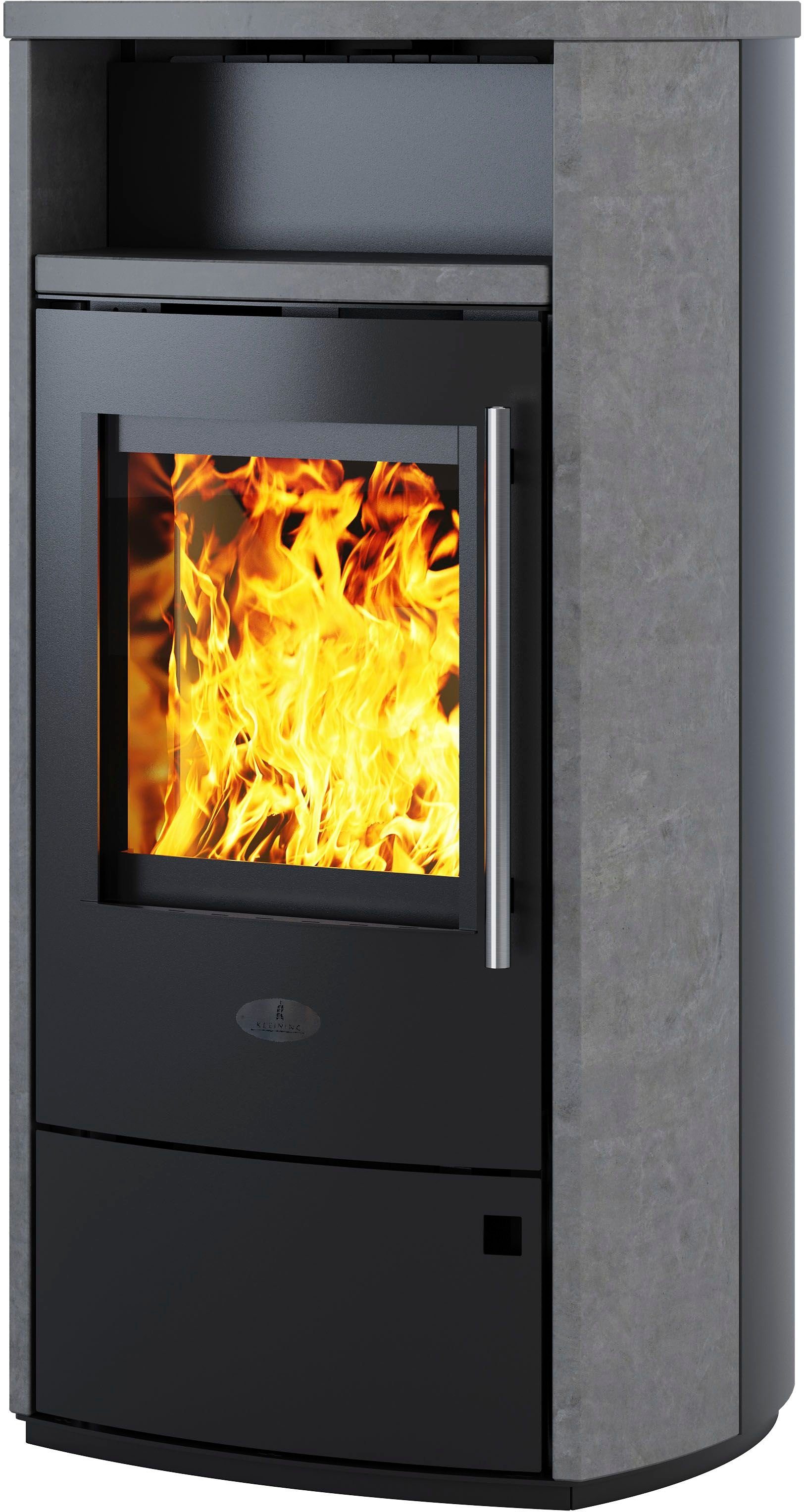 Firefix Kaminofen MAILAND, 6 kW, Zeitbrand, mit Naturstein, revolutionäre Türverschlussautomatik