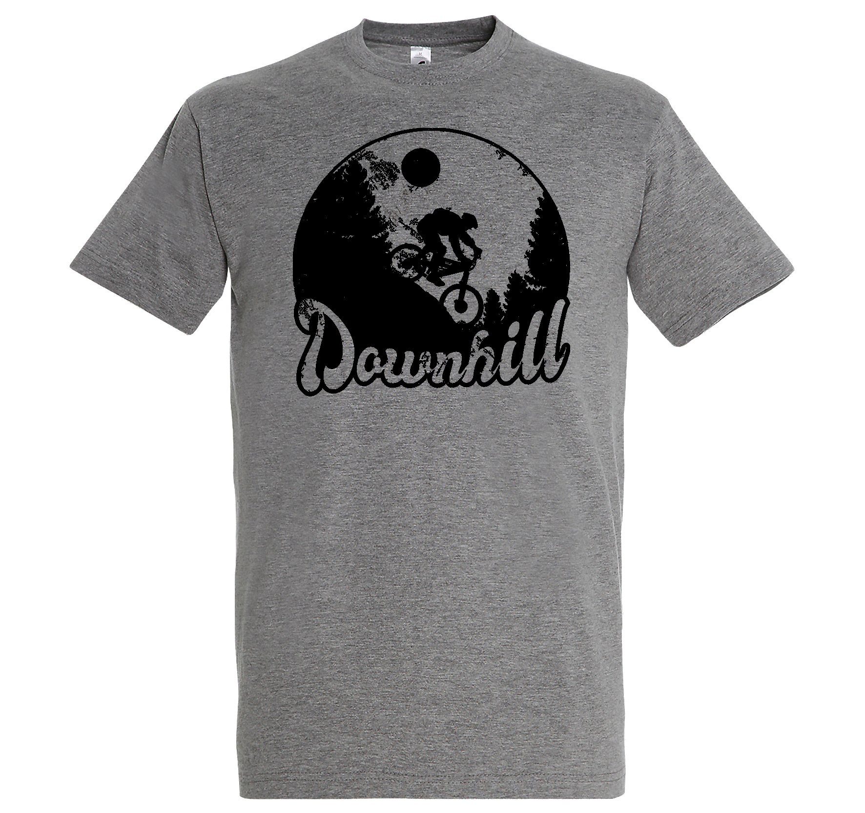 Downhill trendigem Shirt Bike Grau mit Frontprint Youth Herren T-Shirt Designz