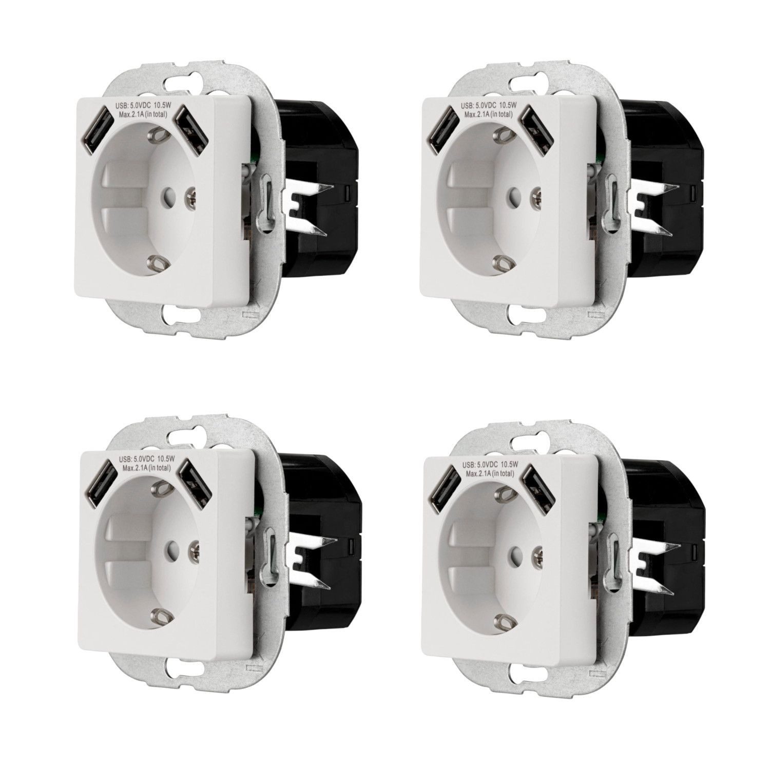 BURI Steckdose 4x REV Ritter Schuko Steckdosen 2x USB Kindersicherung, Steckdose weiß