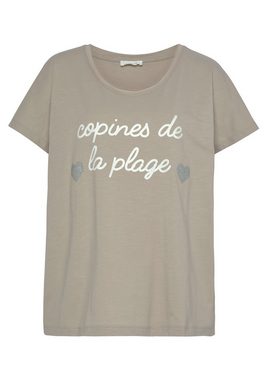 Vivance Kurzarmshirt mit Statement-Print vorne, T-Shirt aus Baumwolle, lockere Passform