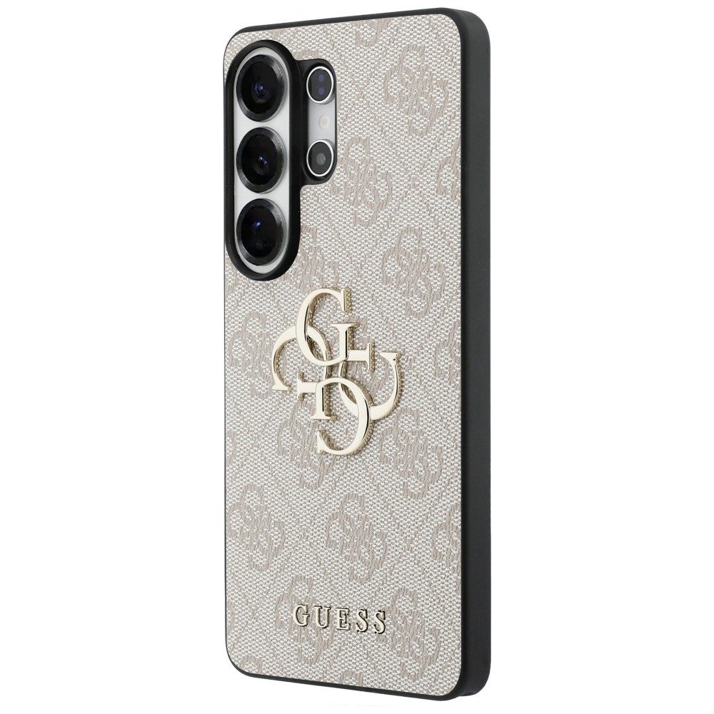 Guess Handyhülle Hülle rosa Galaxy S26 Ultra Kunstleder Big Logo goldfarben Metall 6,9 Zoll, Kantenschutz