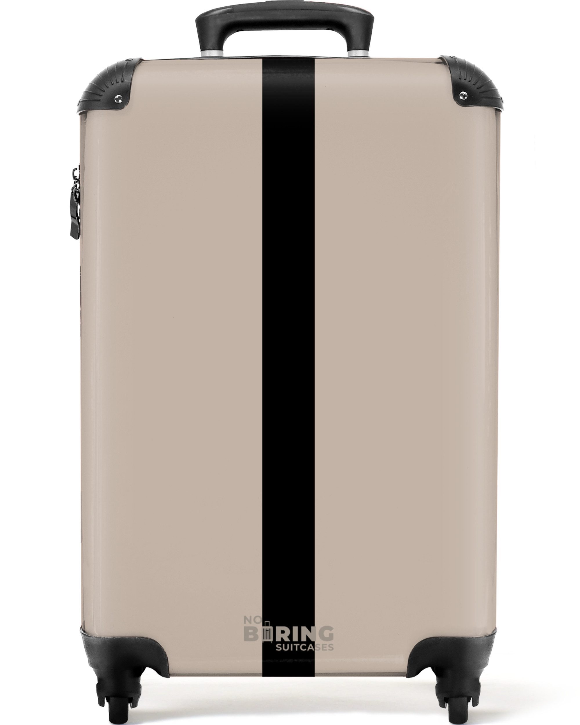 NoBoringSuitcases.com© Hartschalen-Trolley Beige mit schwarzem Streifen günstig online kaufen