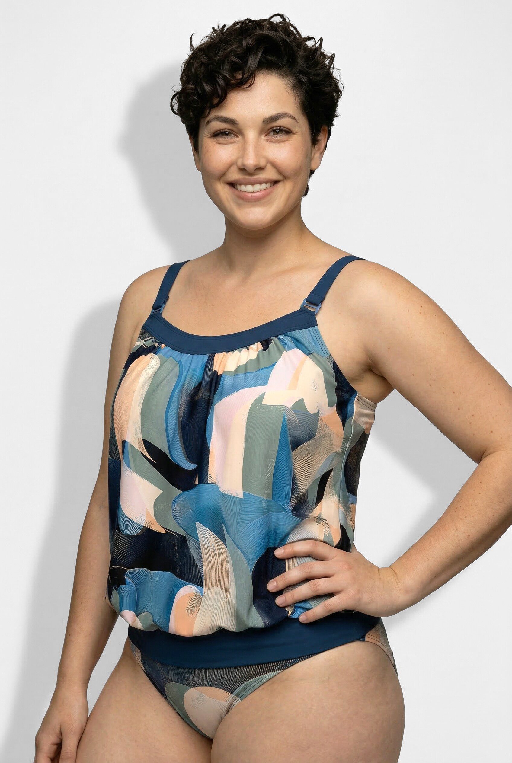 Ulla Popken Soft-BH Tankini Softcups Elastiksaum Zierring