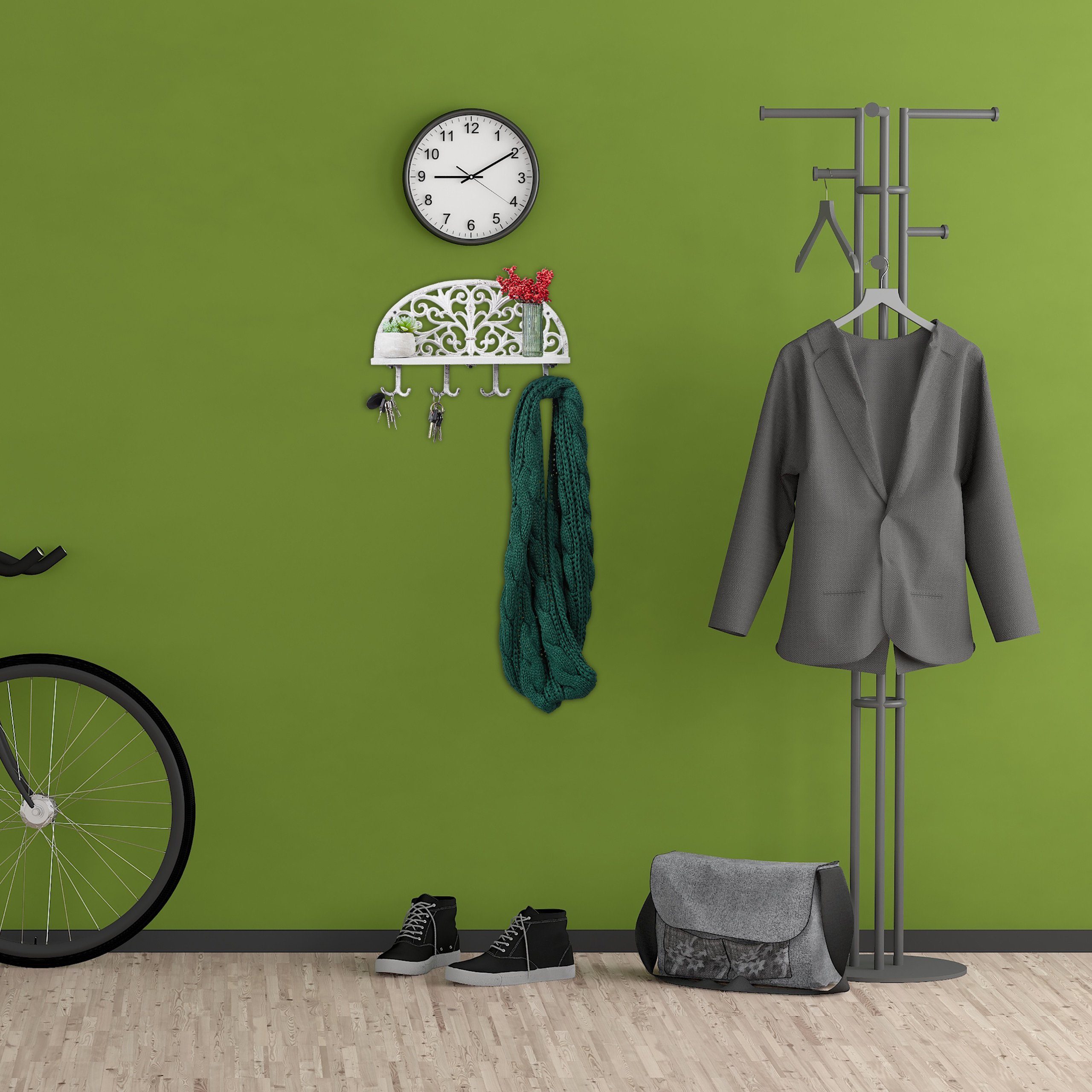 relaxdays Wandgarderobe mit Ablage, Weiß günstig online kaufen