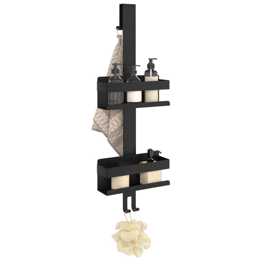 vidaXL Badregal NA Duschcaddy Hängend Mattschwarz Gebürsteter Edelstahl 304