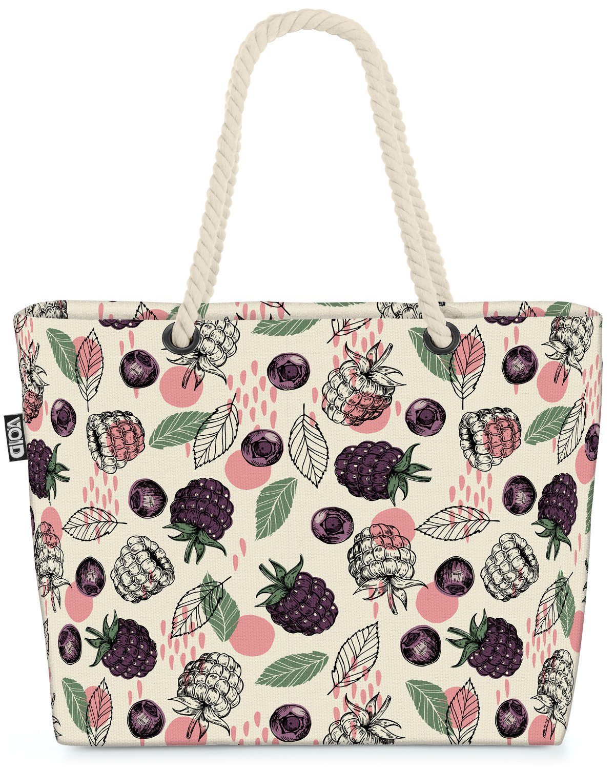 VOID Strandtasche (1-tlg), Blaubeeren Himbeeren Früchte obst küche kochen busch beeren blaubeere