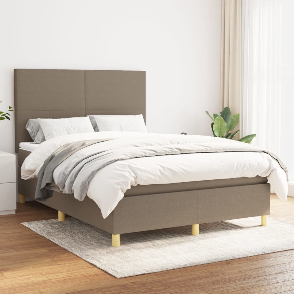 Bettgestell Boxspringbett Taupe 193x144x118/128 cm mit Taschenfederkernmatratze