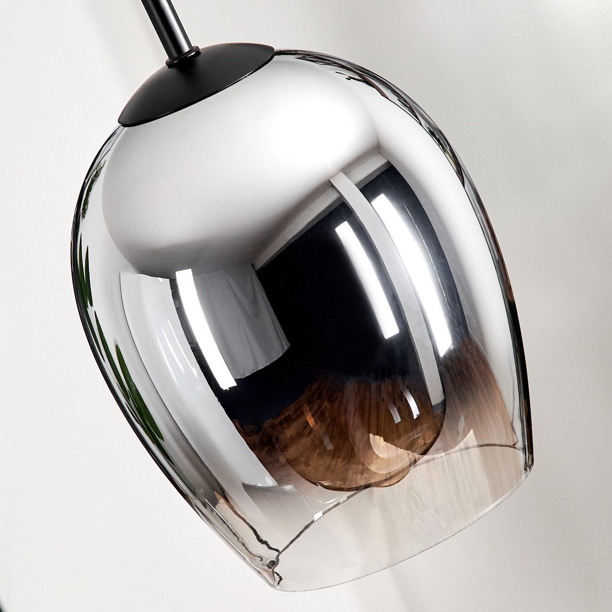 hofstein Wandleuchte Wandlampe aus Holz/Metall/Glas in Natur/Schwarz/Chrom/Rauch/Klar, ohne Leuchtmittel, Glasschirm u. An/-Auschalter am Gehäuse, 1x E27, ohne Leuchtmittel