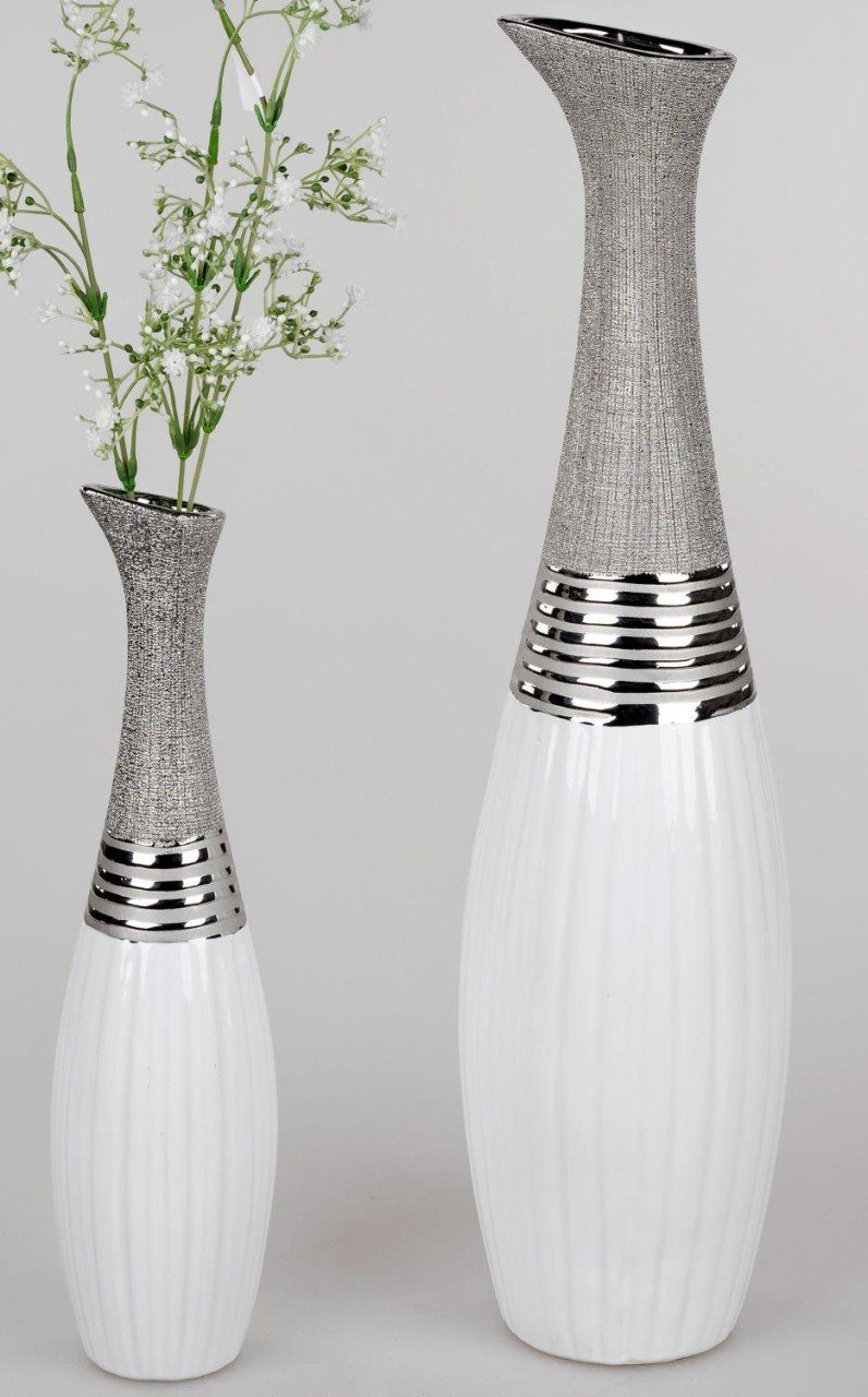 formano Bodenvase White Silver, Keramik H:60cm Silber