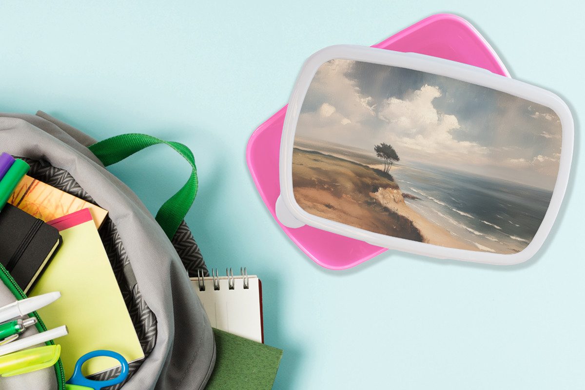 MuchoWow Lunchbox Klippe - Meer - Baum, Kunststoff, (2-tlg), Brotdosen, Lunch Box, Brotbox für Kinder und Erwachsene