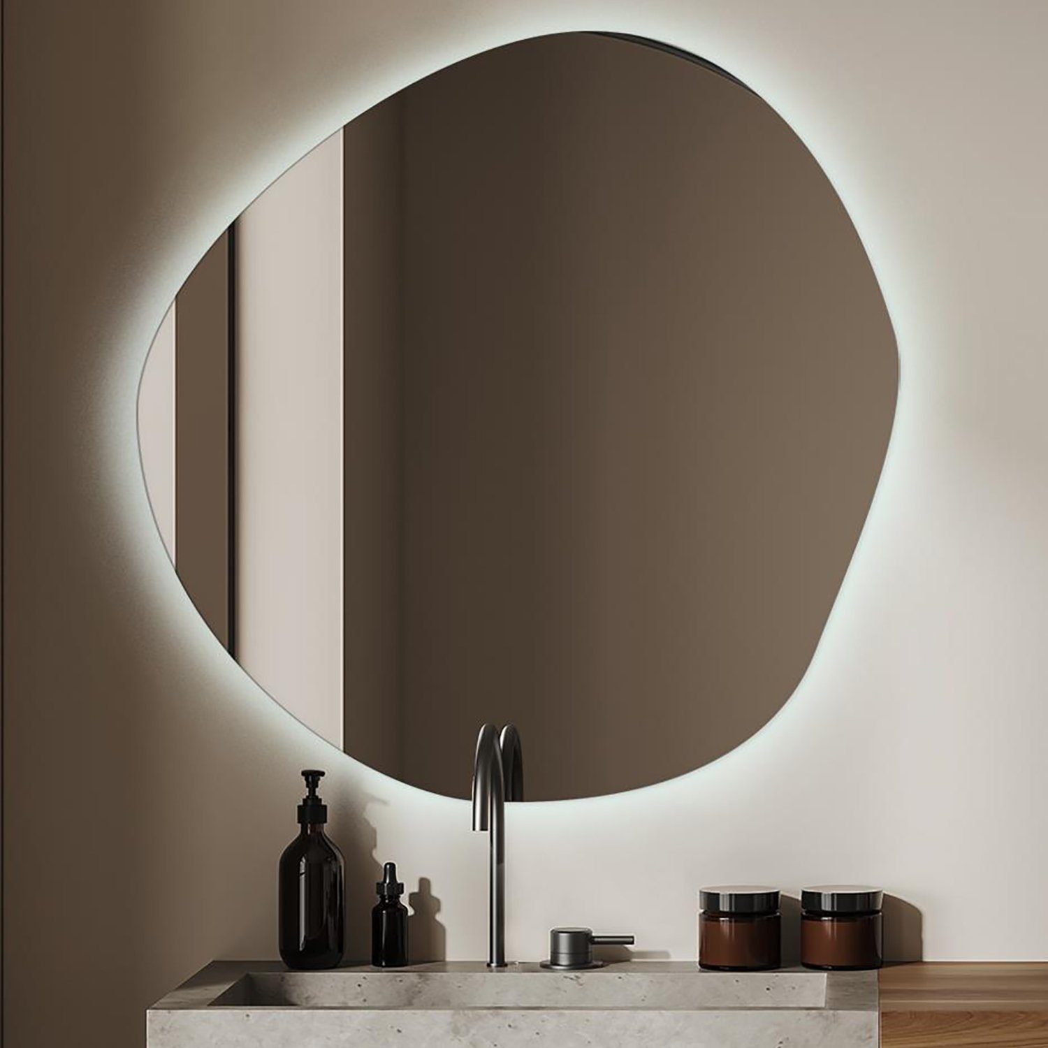 LED 6500K) Beleuchtung Spiegel mit Tulup Badezimmerspiegel Badspiegel (Kaltweiß