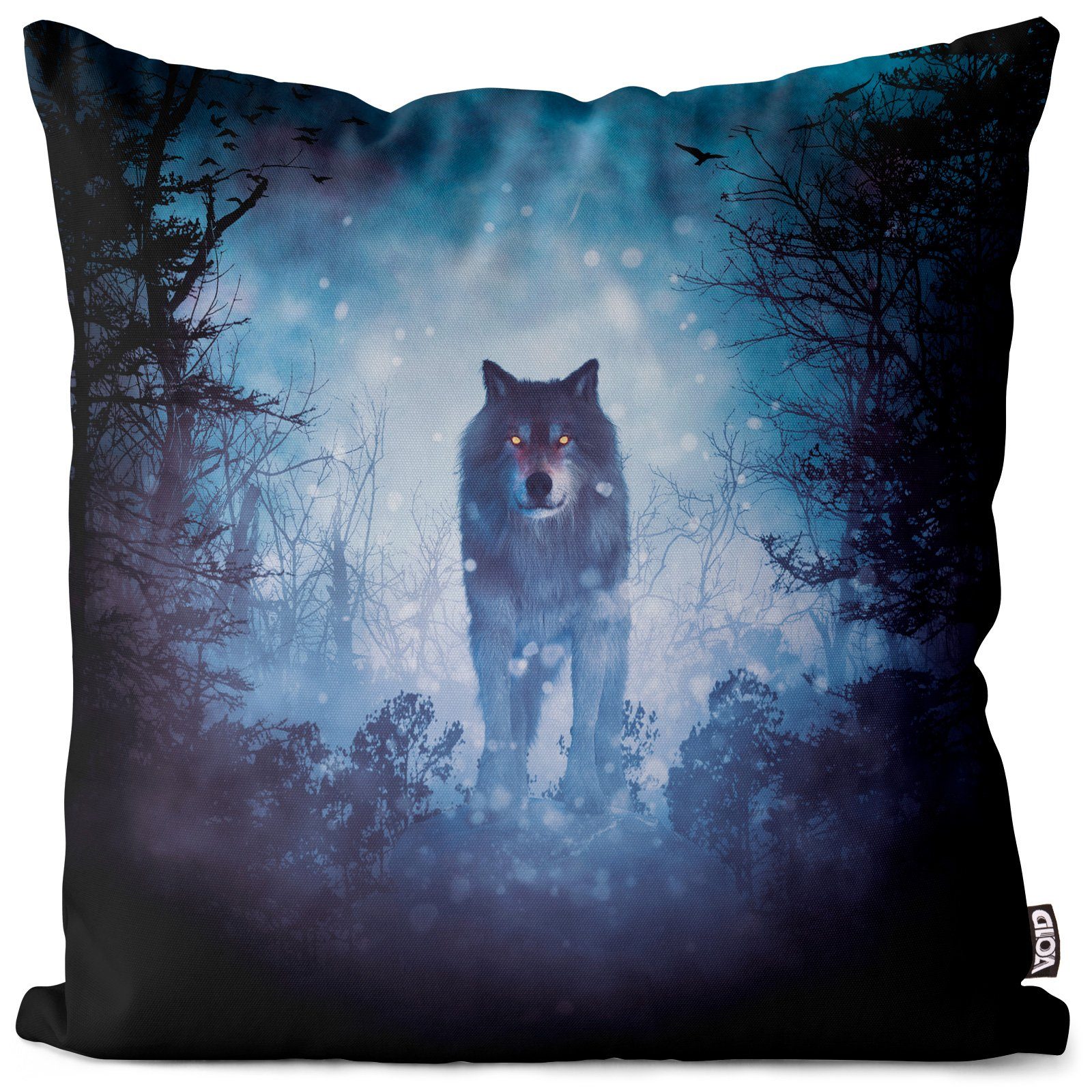 Nebel Wölfe Sofa-Kissen Märchen Landschaft Kissenbezug, VOID (1 Werwolf Wildtier Wald Tier Mond Mondschein Fantasy Gruselgeschichten Wolf Roman Ugeheuer Stück),