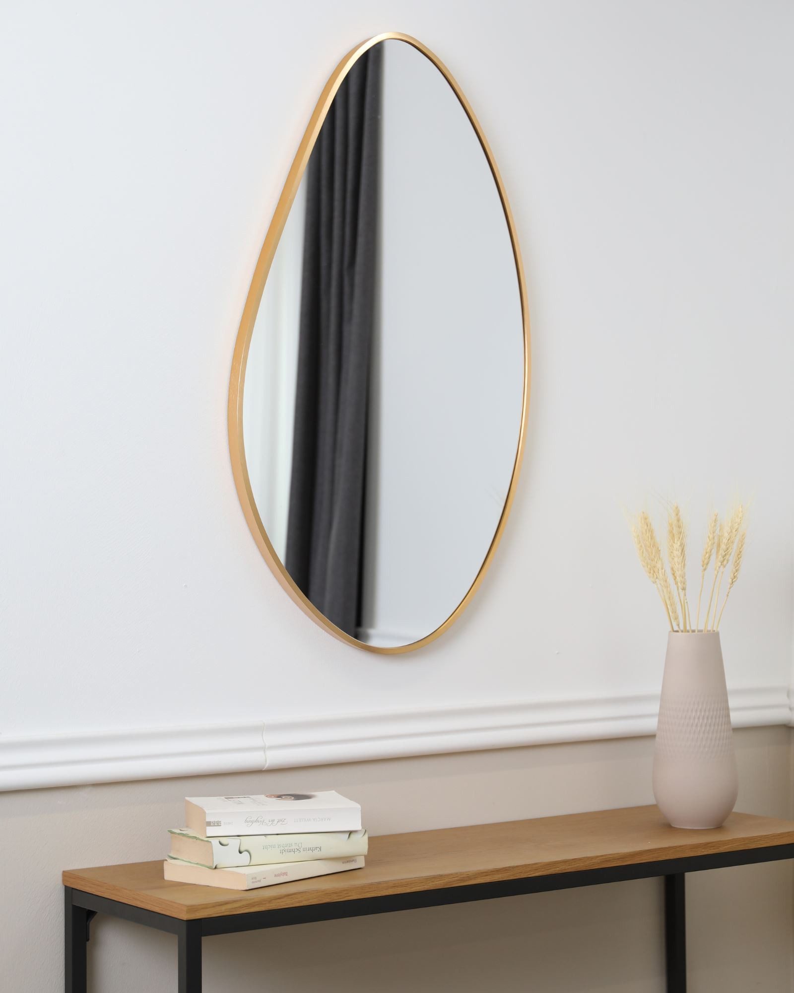 Wandspiegel Asymmetrischer Spiegel 46x82 gold Alurahmen günstig online kaufen