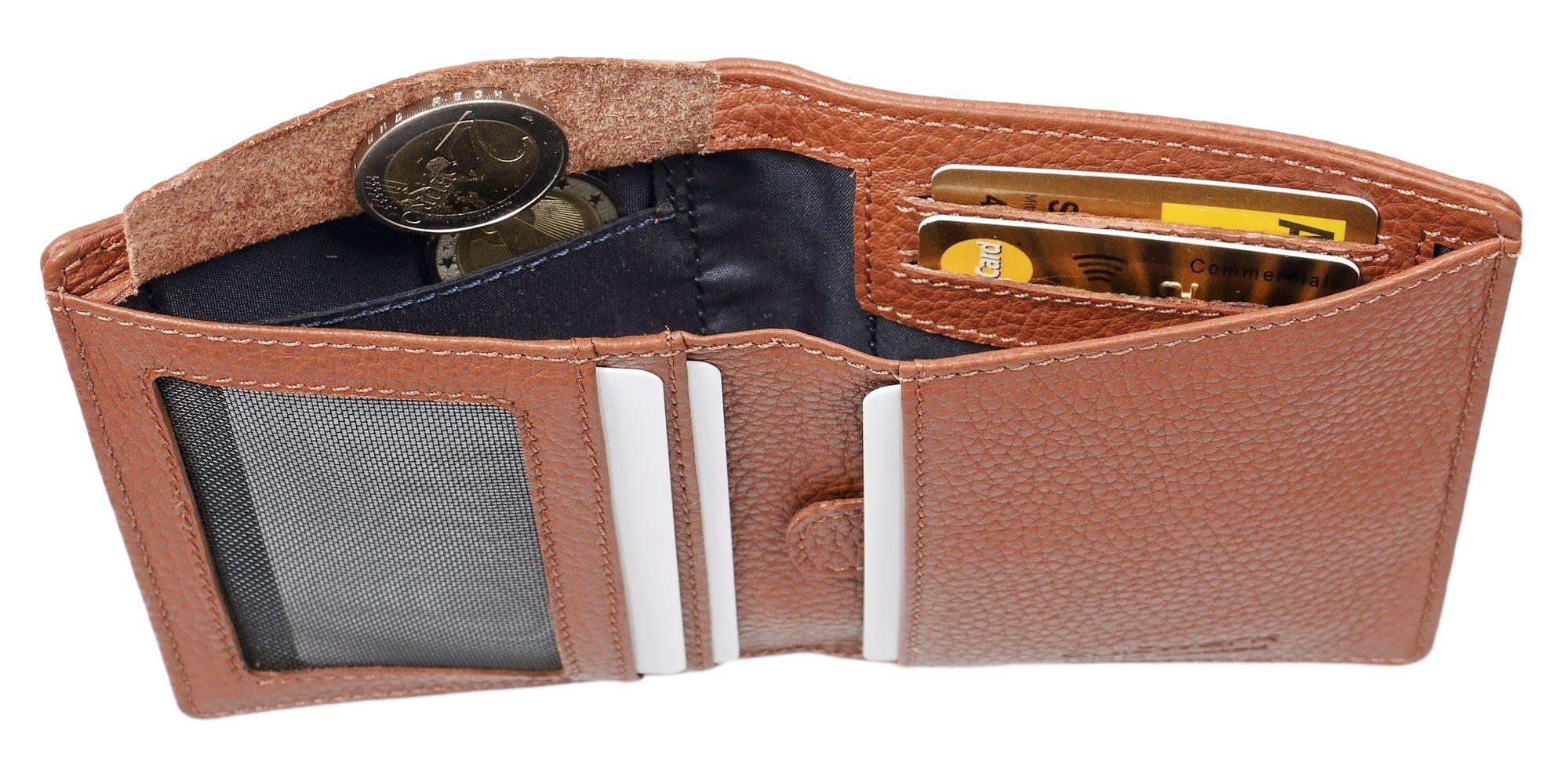 RFID-Schutz Brown Echtleder und Cultwerk 5 Cognac Geldbörse für Funktion Card Pull IV Kartenfächern, mit Farbe Bear mit Braun Braun-Cognac aus Modell Herren