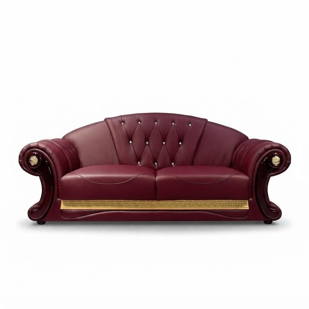 JVmoebel Chesterfield-Sofa Elegantes Sofa aus Lederfaserstoff im Barock Stil mit Knopfheftung, Packung, Made in Europa
