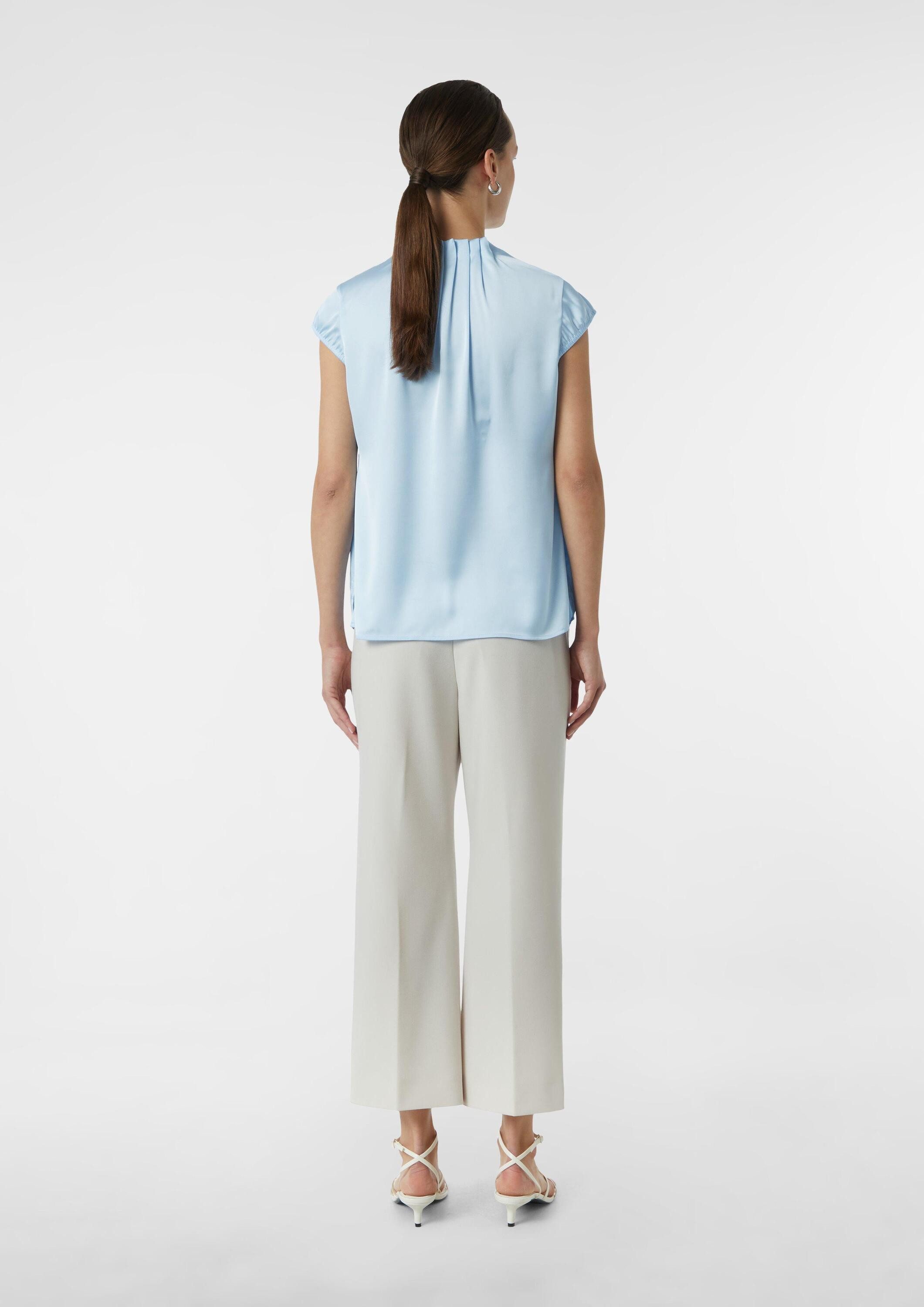 comma Kurzarmbluse Bluse Satin-Bluse mit Raffung