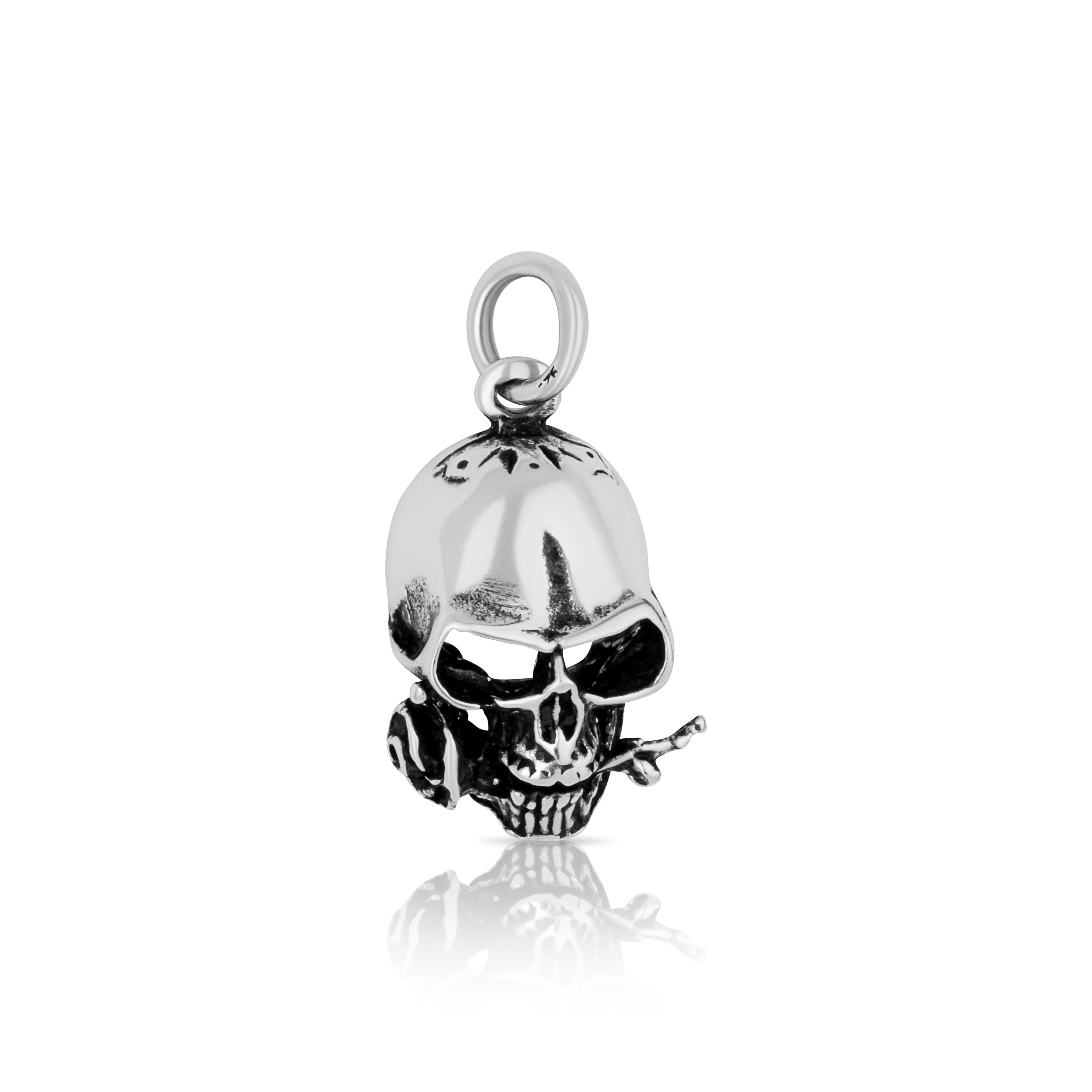 NKlaus Kettenanhänger Skull Kettenanhänger Totenkopf Rose Schmuckanhäng,  925 Sterling Silber Silberschmuck für Damen