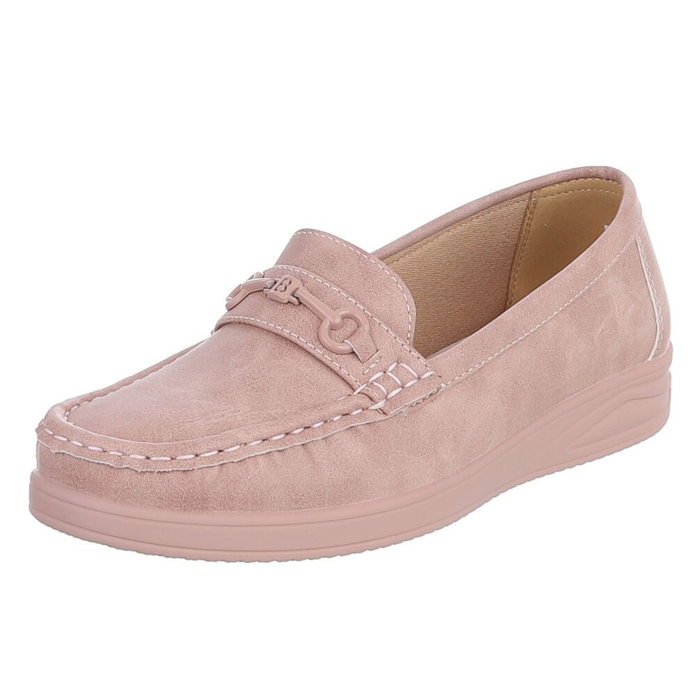 Ital-Design Damen Loafer Mokassin Slip-On mit Zierdetail Slipper (91849546) Flach Mokassins in Altrosa