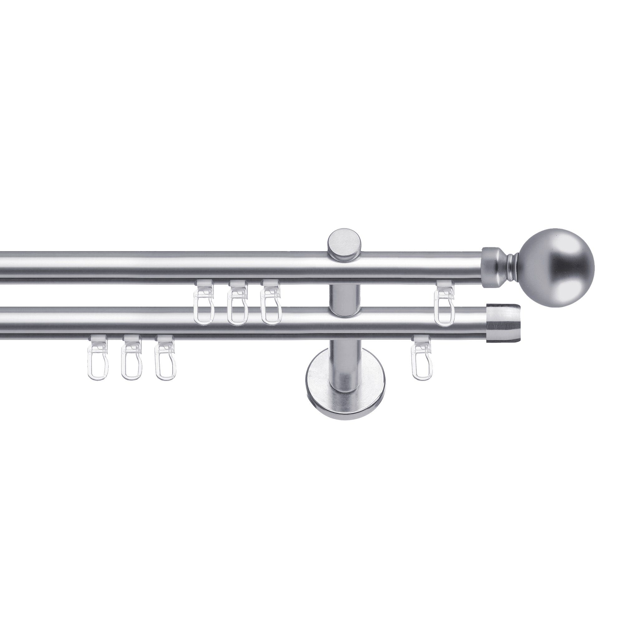 SN DECO GROUP Gardinenstange Innenlaufgarnitur Reims, Ø 19 mm, 2-läufig, Fixmaß, Verschraubt, Aluminium, Komplettset