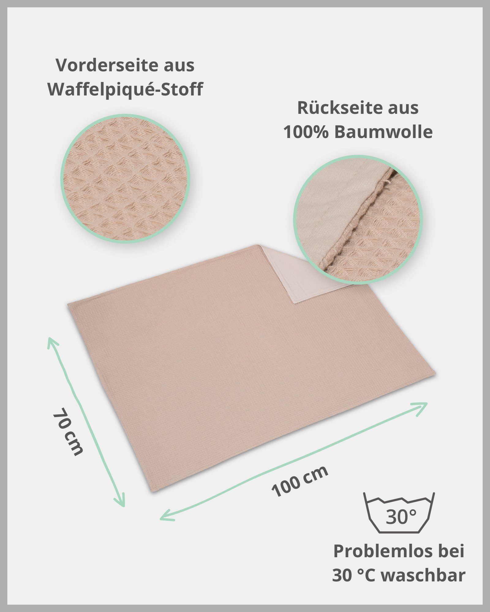 Babydecke Babydecke Sand Aus in Made Baumwolle, Spieldecke Kinderwagendecke ®, & ULLENBOOM EU, (Made Design: Uni EU), als cm hochwertiger 70x100 in