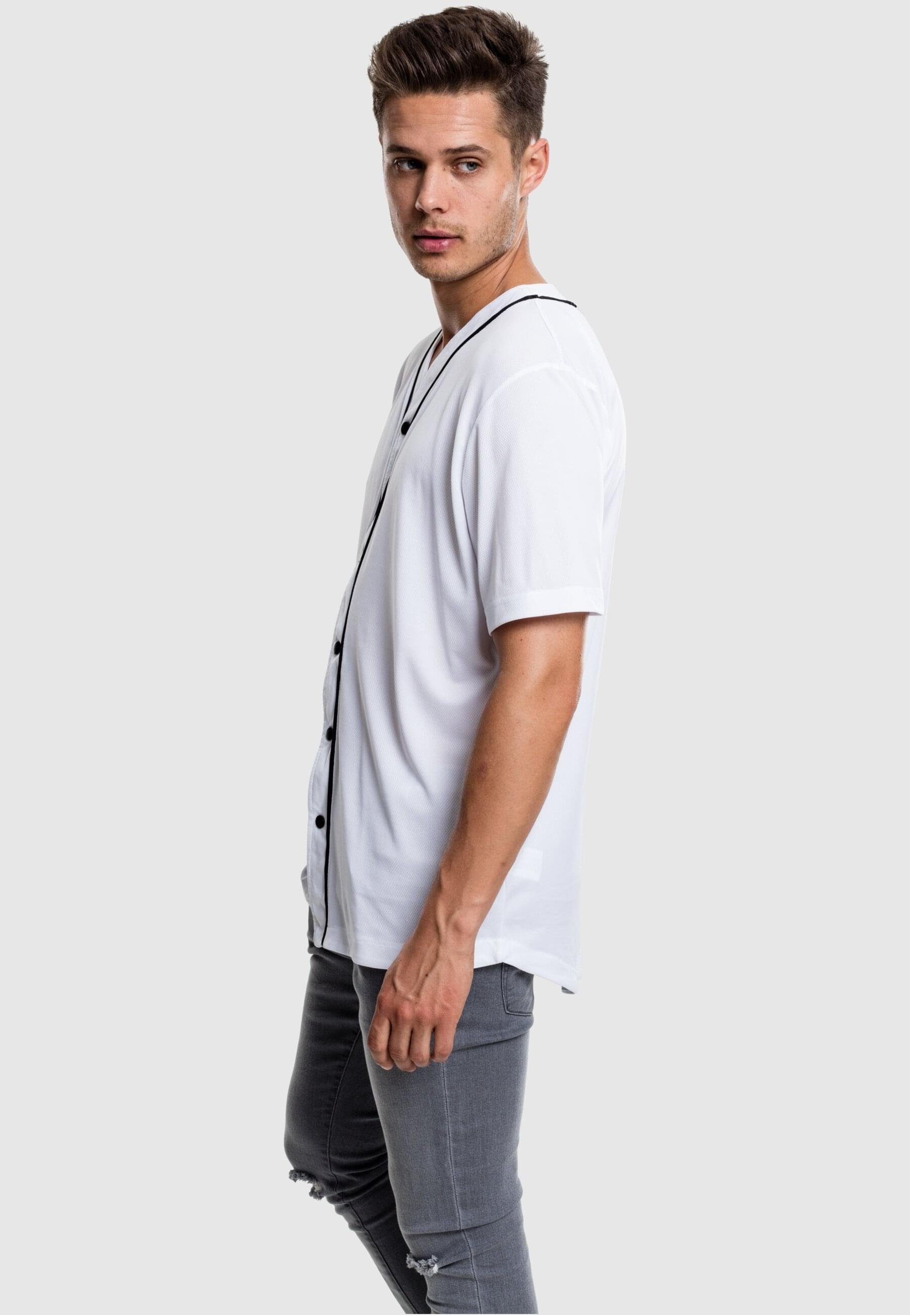 URBAN CLASSICS T-Shirt Herren white/black Baseball (1-tlg) Mesh Jersey