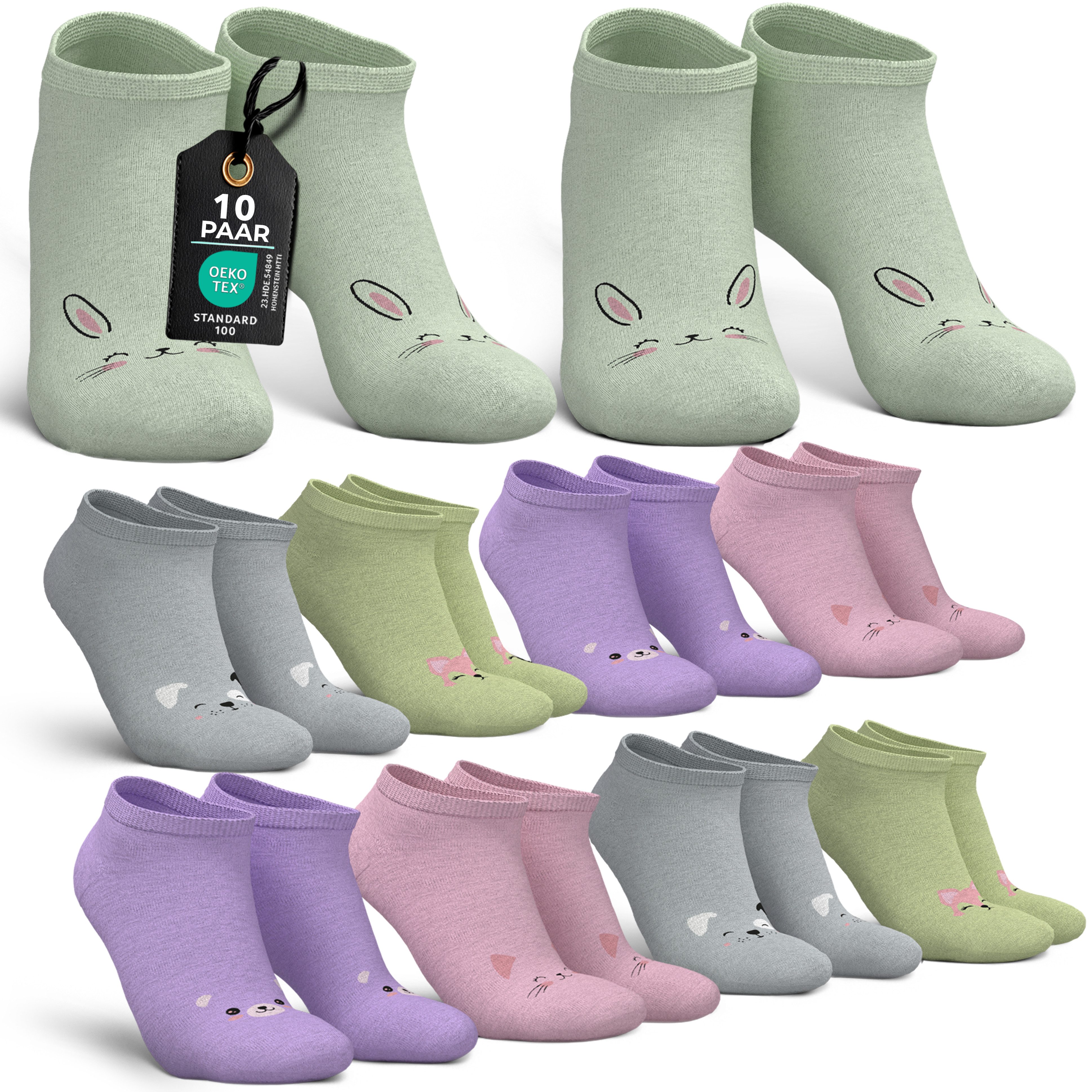 MEDOLY Sneakersocken für Kinder (10 Paar) Socken Mädchen & Jungen, aus 72% Baumwolle - ohne einschneidenden Bund