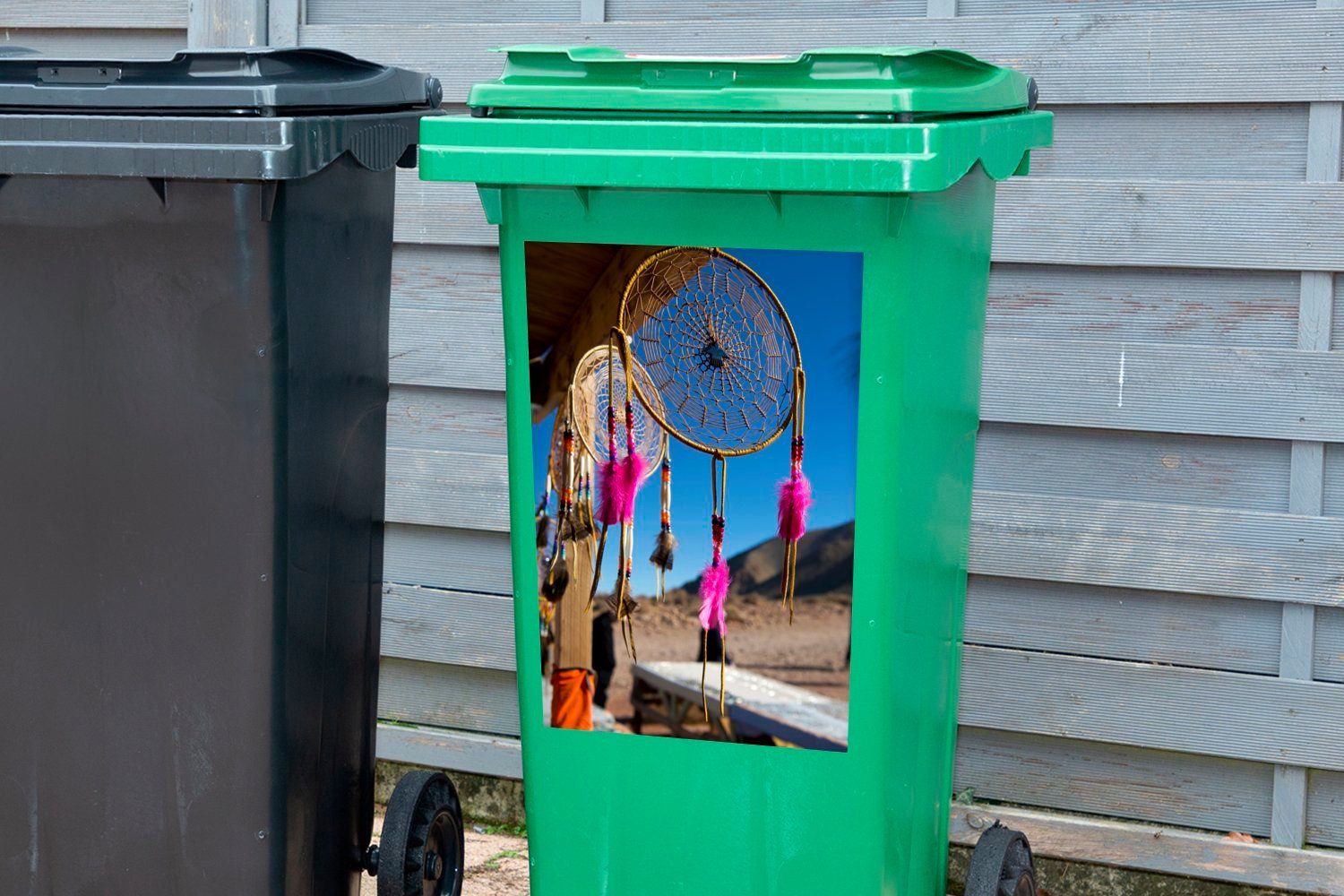 MuchoWow Wandsticker (1 Ein Mülltonne, St), rosa Traumfänger in Staaten Container, Sticker, Vereinigten Abfalbehälter den Mülleimer-aufkleber
