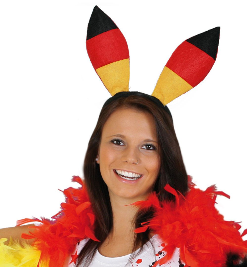 Haarreif Deutschland Haarreif Bunny Hasen Ohren Schwarz Rot Gold Fan Kostüm EM