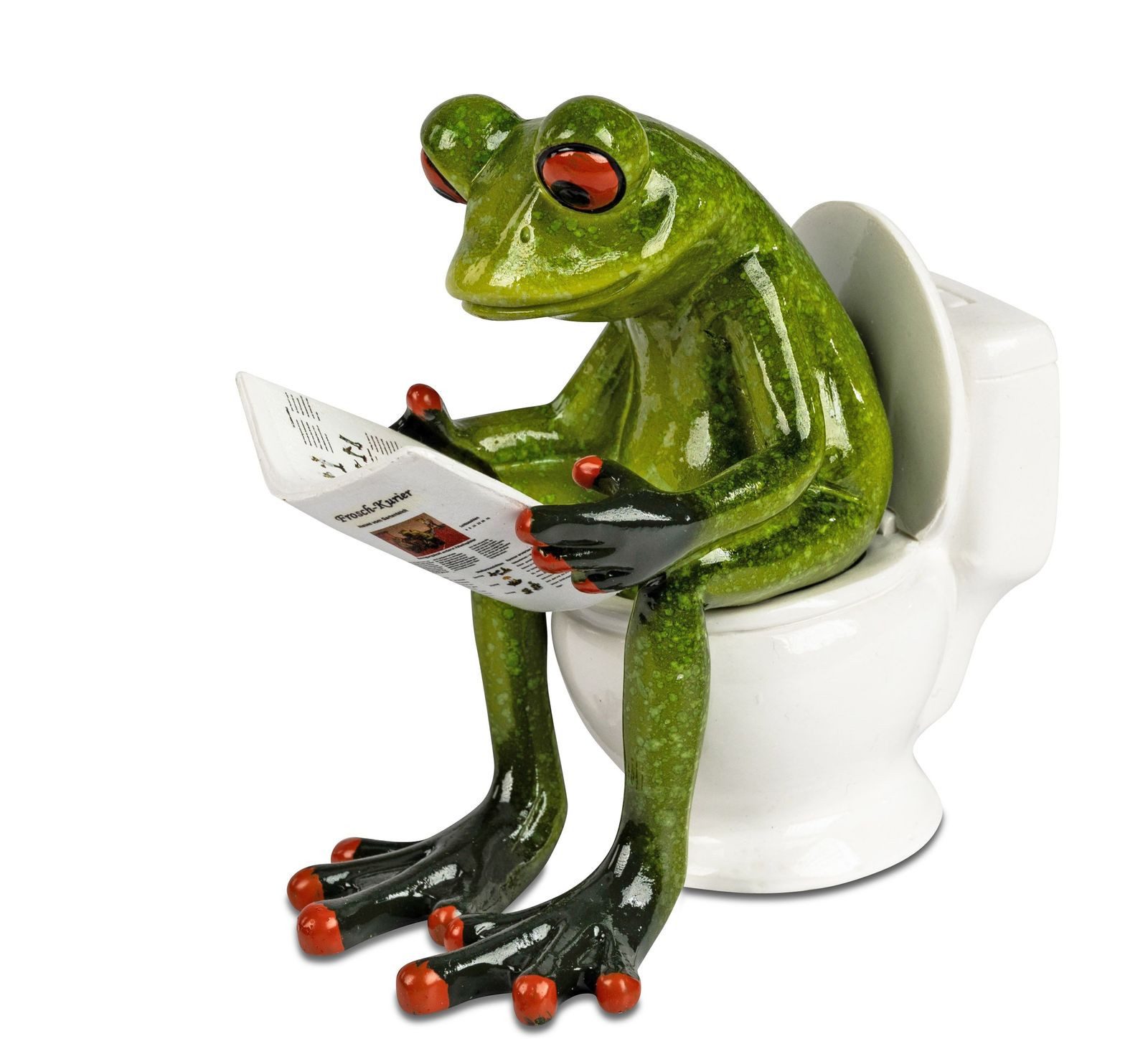 formano Sammelfigur Frosch auf Toilette mit Zeitung Figur 11cm handbemalt Kunststein Deko