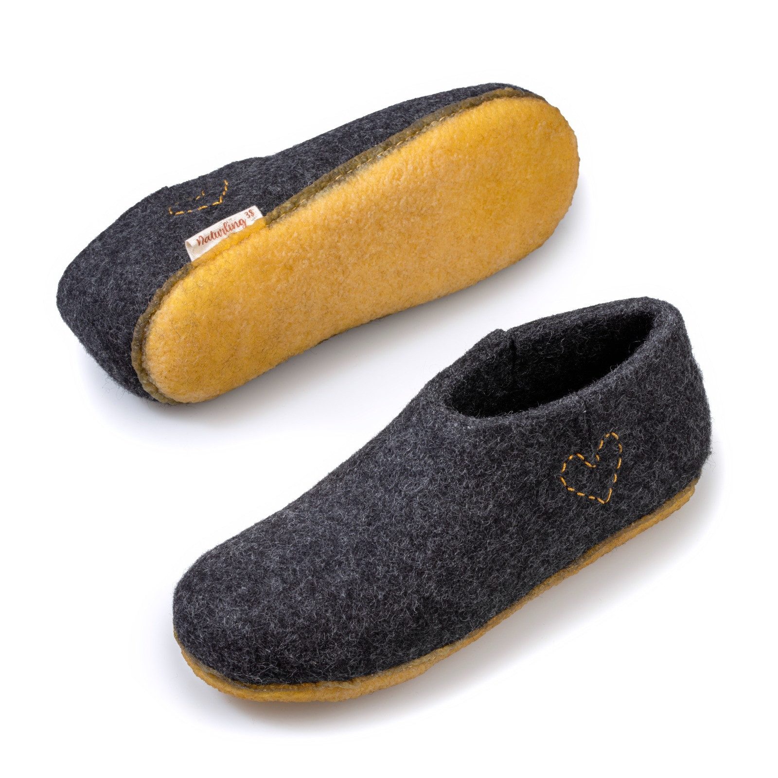 naturling Damen Boots Hausschuh (halbhohe Pantoffel mit) rutschfeste Kautschuksohle