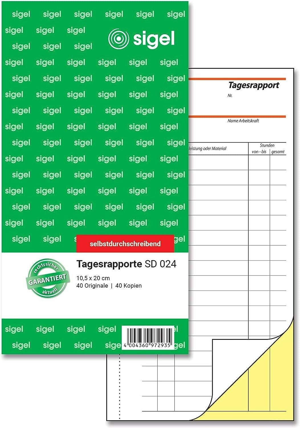 Sigel Formularblock SIGEL Tagesrapport Formularbuch SD024