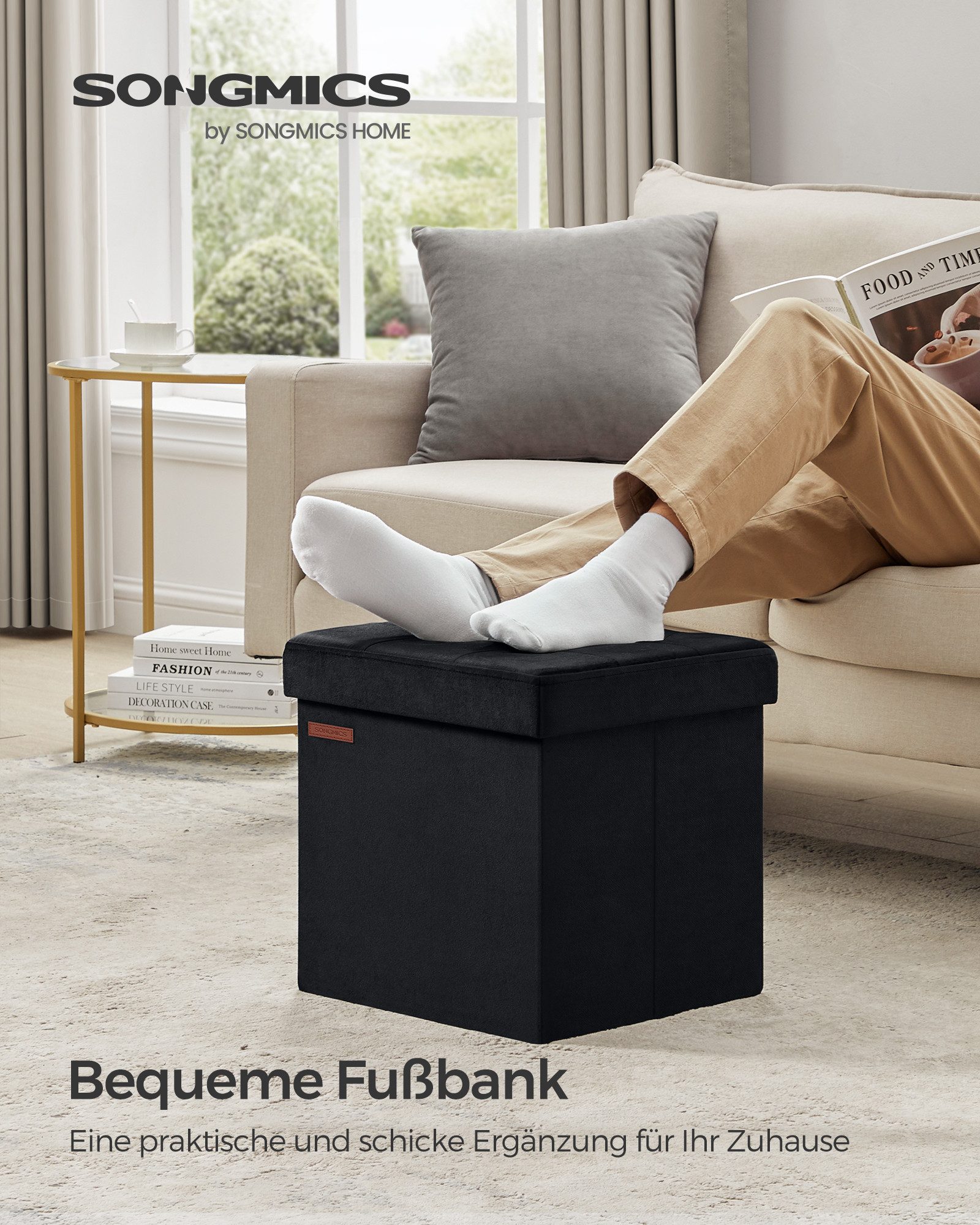 SONGMICS Sitzhocker sitzbank, Aufbewahrungsbox mit Deckel, bis 300 kg belas günstig online kaufen