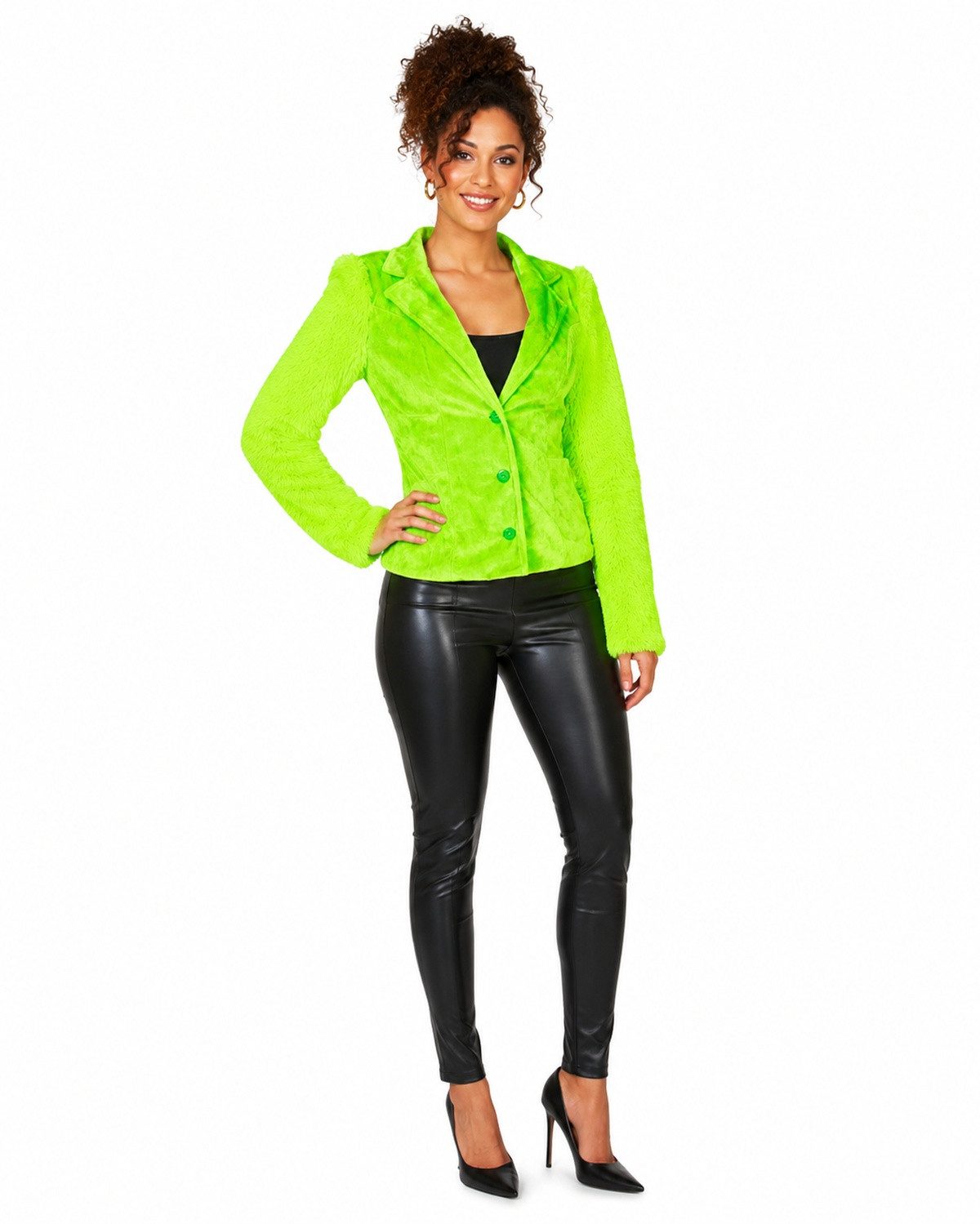 Funny Fashion Kostüm Hippie Jacke Grace in Plüsch-Optik für Damen - Neo