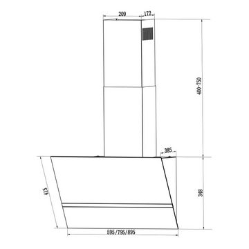 KKT KOLBE Wandhaube Dunstabzugshaube 80cm EASY809W, 80cm / Edelstahl / schwarzes Glas / 9 Stufen / LED / Sensortasten