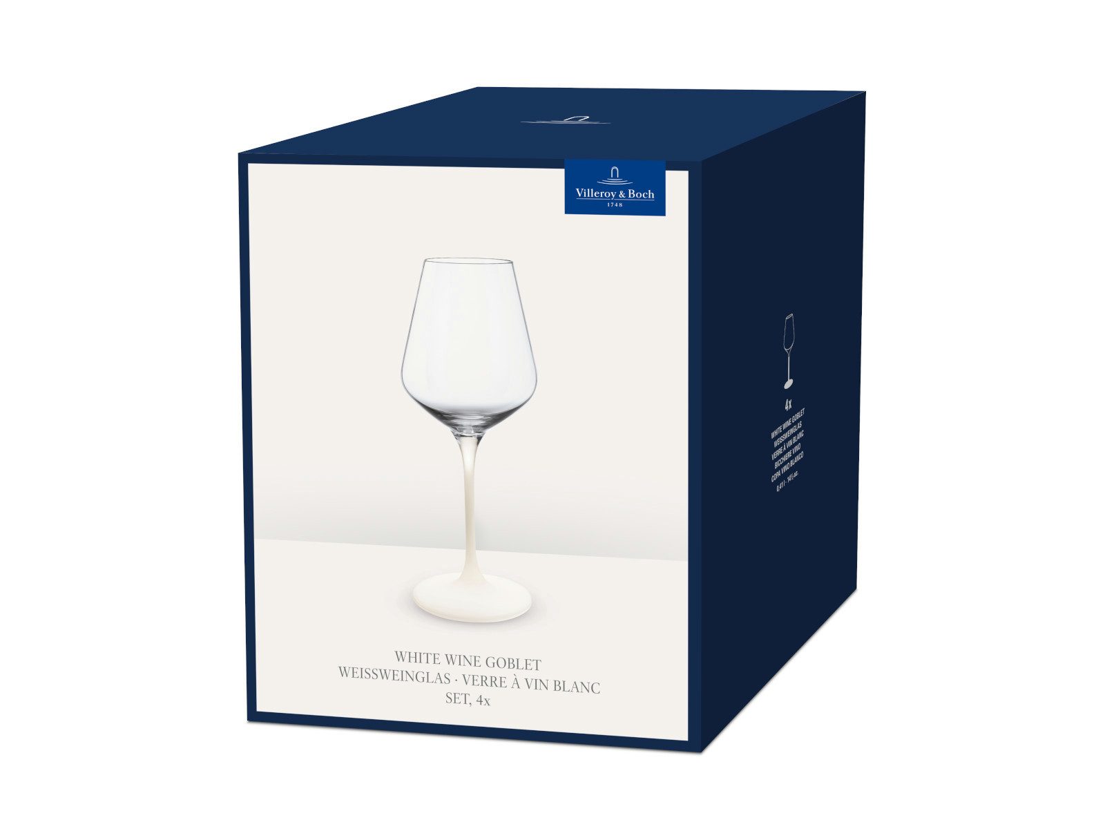 Villeroy & Boch Gläser-Set Manufacture Rock blanc Weißweinglas Set 4tlg, Kristallglas