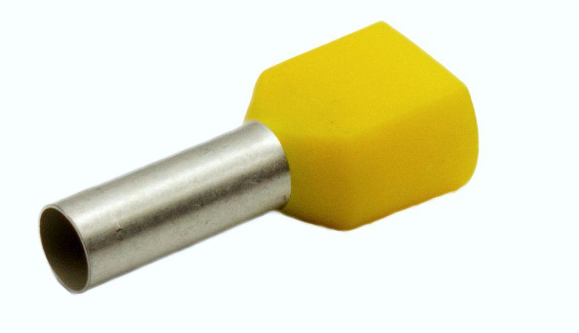 100 2x6,0N Stück isoliert Doubleaction 6,0mm² 14mm Aderendhülsen gelb 2x x Hilpress