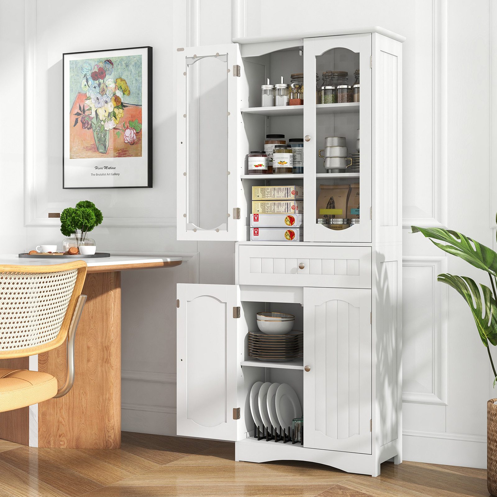 COSTWAY Hochschrank Bad, Vorratsschrank mit verstellbarem günstig online kaufen