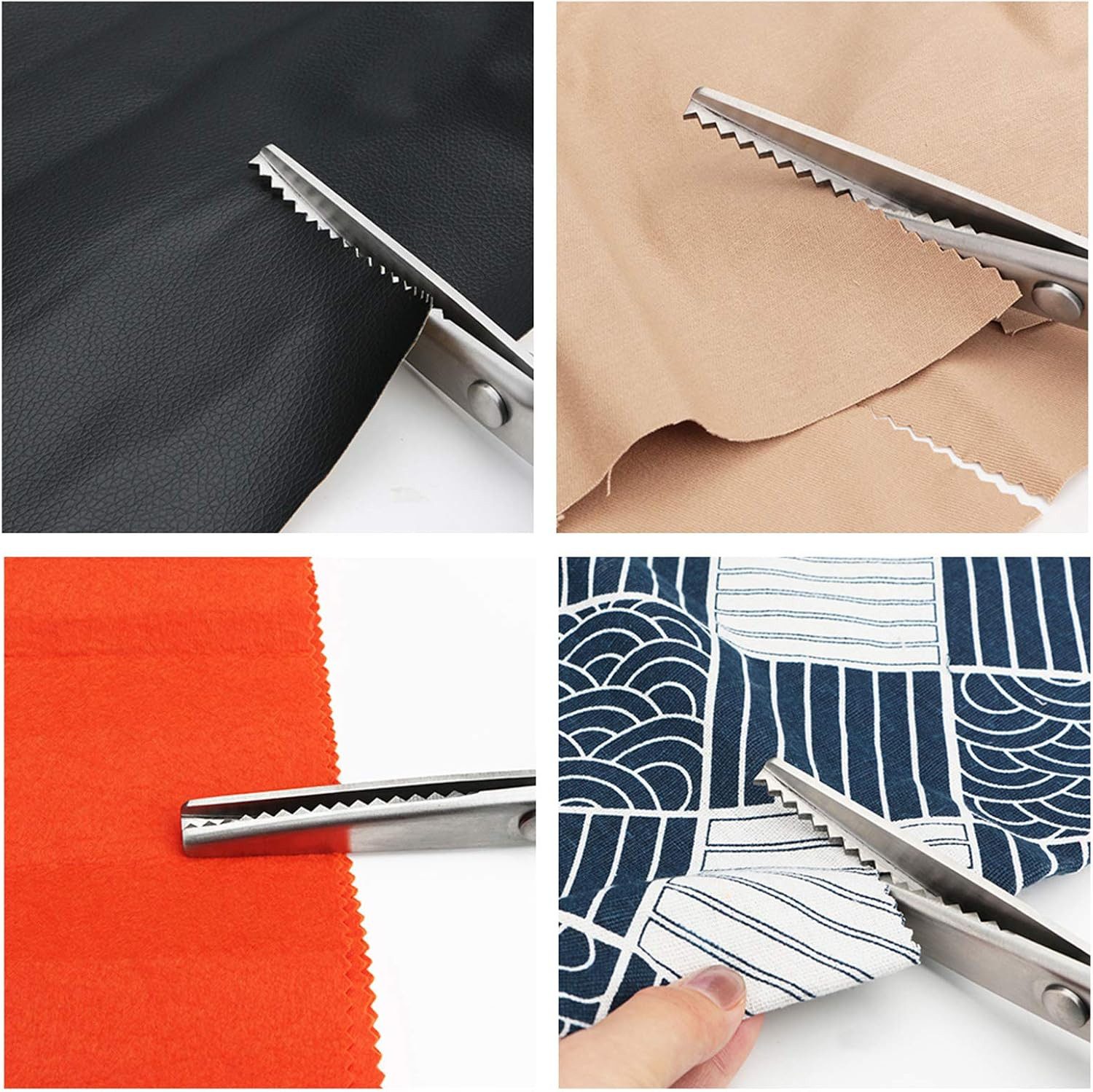 LA CUTE Stoffscheren Stoff Nähen Schneiderschere Zickzack-Schere 23 cm mit Fadenschere, (2-teiliges Scheren-Set für Stoffe, Papier und Fäden, Schere mit Fadenschere, ideal für Stoffe und Bastelprojekte), 5 mm Zickzack-Klinge, ergonomischer Griff, inkl. Fadenschere