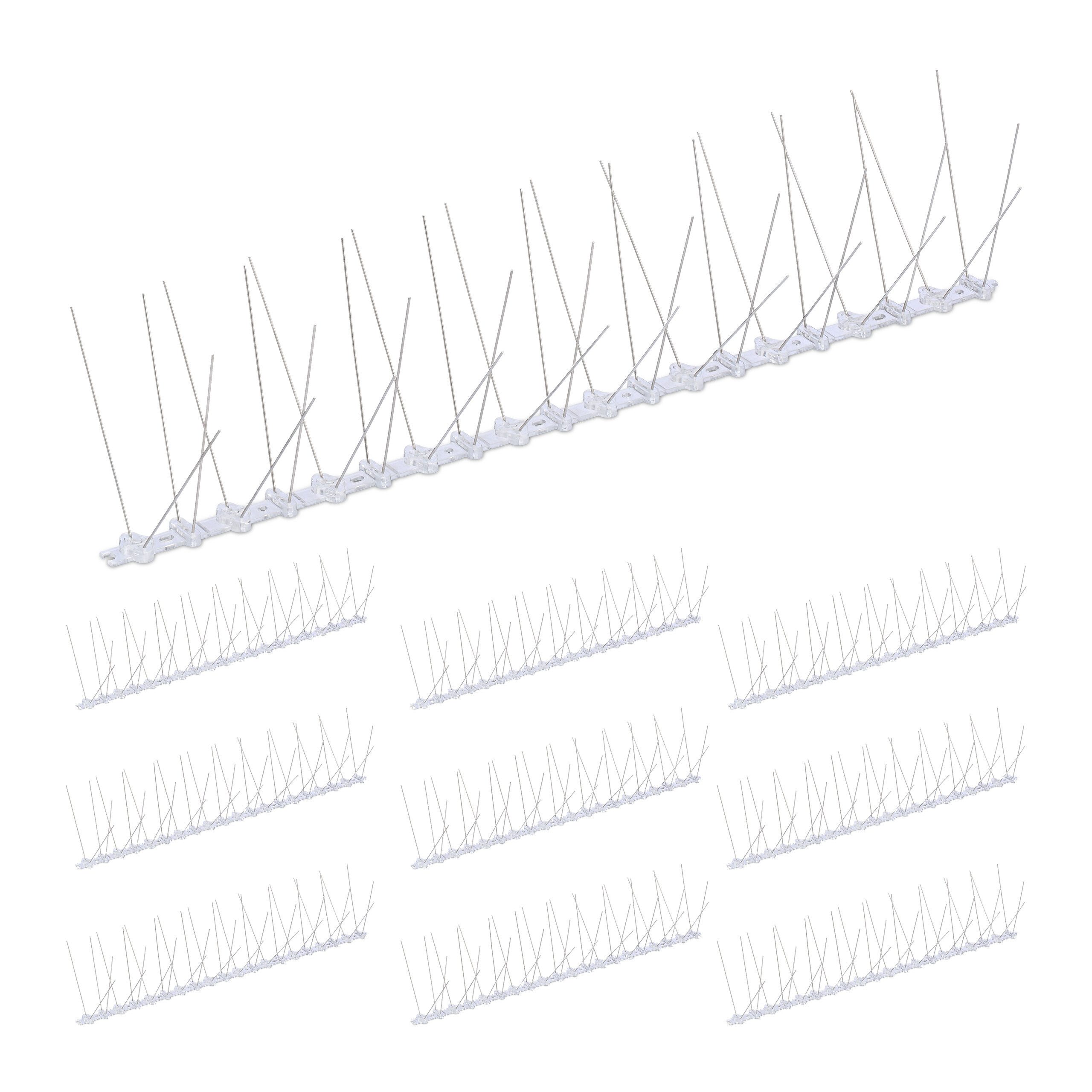 relaxdays Taubenspikes Vogelabwehr Spikes 10er Set, 14x50.5x10.5 cm, 10-St., 3er Set