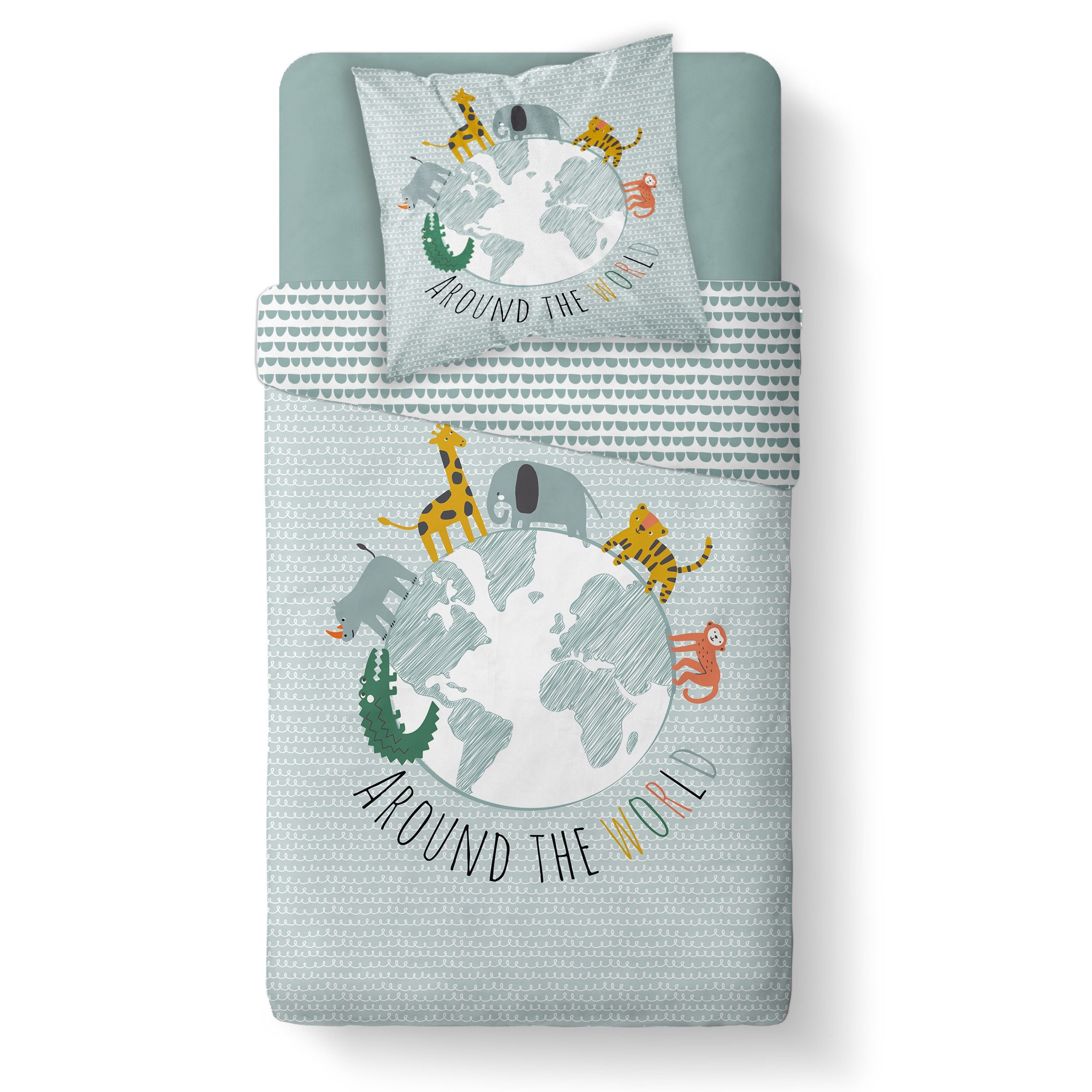 Familando Kinderbettwäsche Around the World 135x200 80x80 cm aus 100% Baumw günstig online kaufen