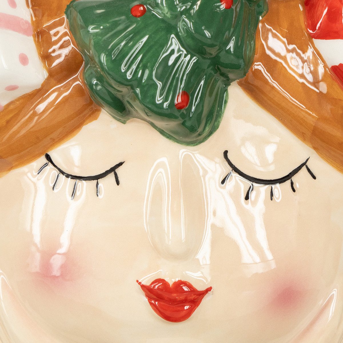 Kaemingk Weihnachtsmann Weihnachtlicher Pflanzkopf aus Keramik Dekofigur Mädchen für