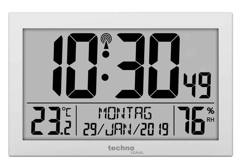 technoline Funkwanduhr WS 8016 (mit Temperatur- und Luftfeuchteanzeige)